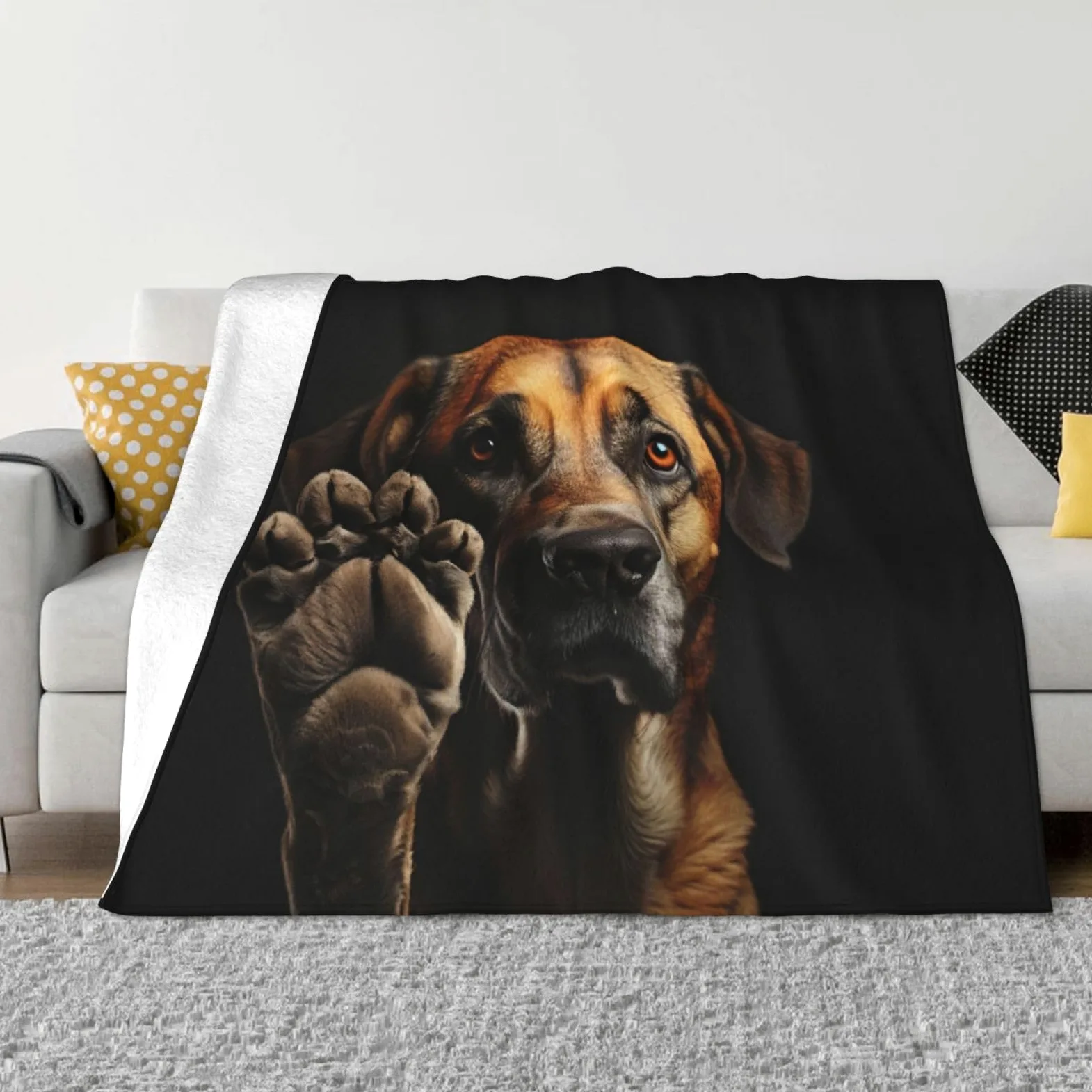 Coperta decorativa in morbida flanella calda e accogliente per bambini, cane, gatto, 127 x 152 cm, stampa di zampe di cane e animali domestici