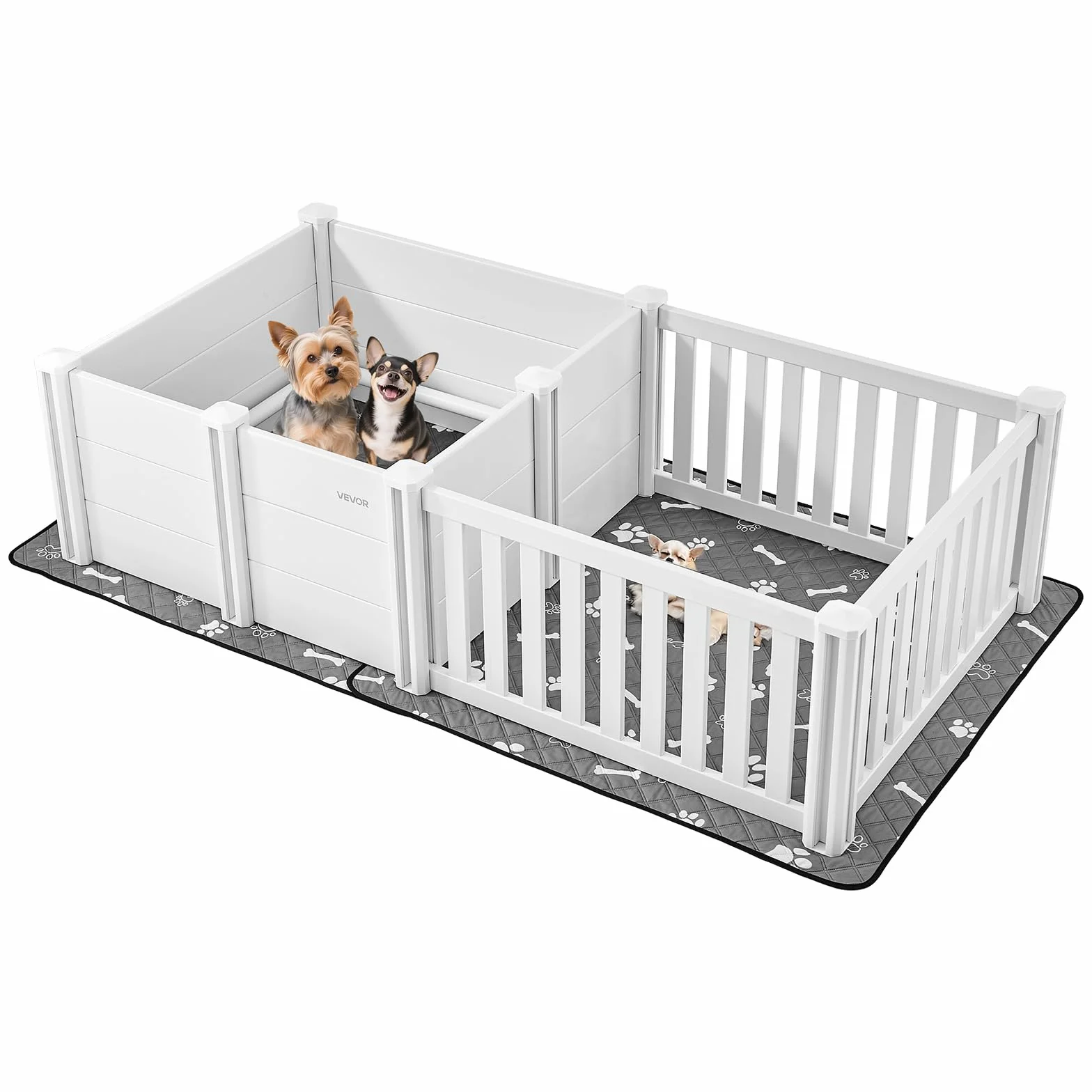VEVOR Box per Cani Cuccioli 186,5x97x50 cm Recinto Parto Plastica Porta Rimovibile Tappetino Impermeabile