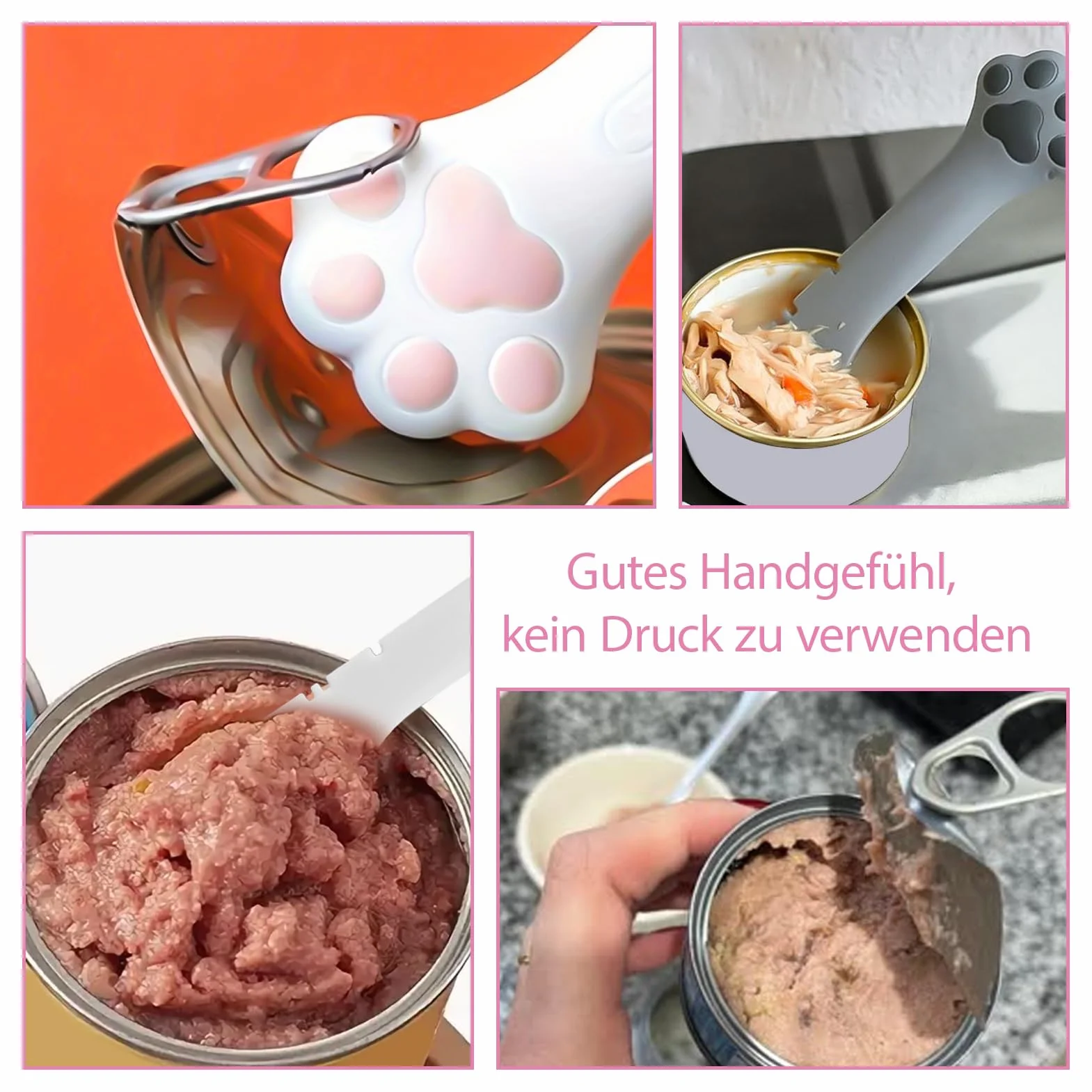 REBECCAHOWARD 6 Pezzi Simpatici Cucchiai a forma zampa con coperchio e apriscatole,Coperchio l'alimentazione degli in silicone, Multifunzionale e senza BPA Cucchiaio Apriscatole,per Animali