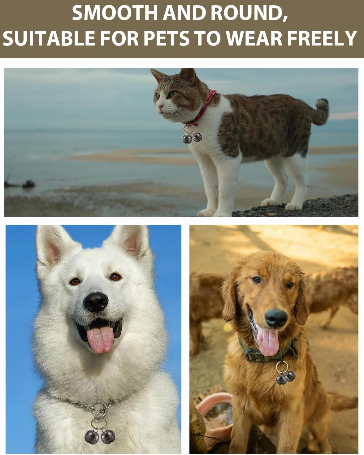 10 Campanelli per Collari per Cani e Gatti, Campanelli Rumorosi per Collari per Cani e Gatti, Collare Papillon per Cani con Campanello Che Suona (Bronzo)
