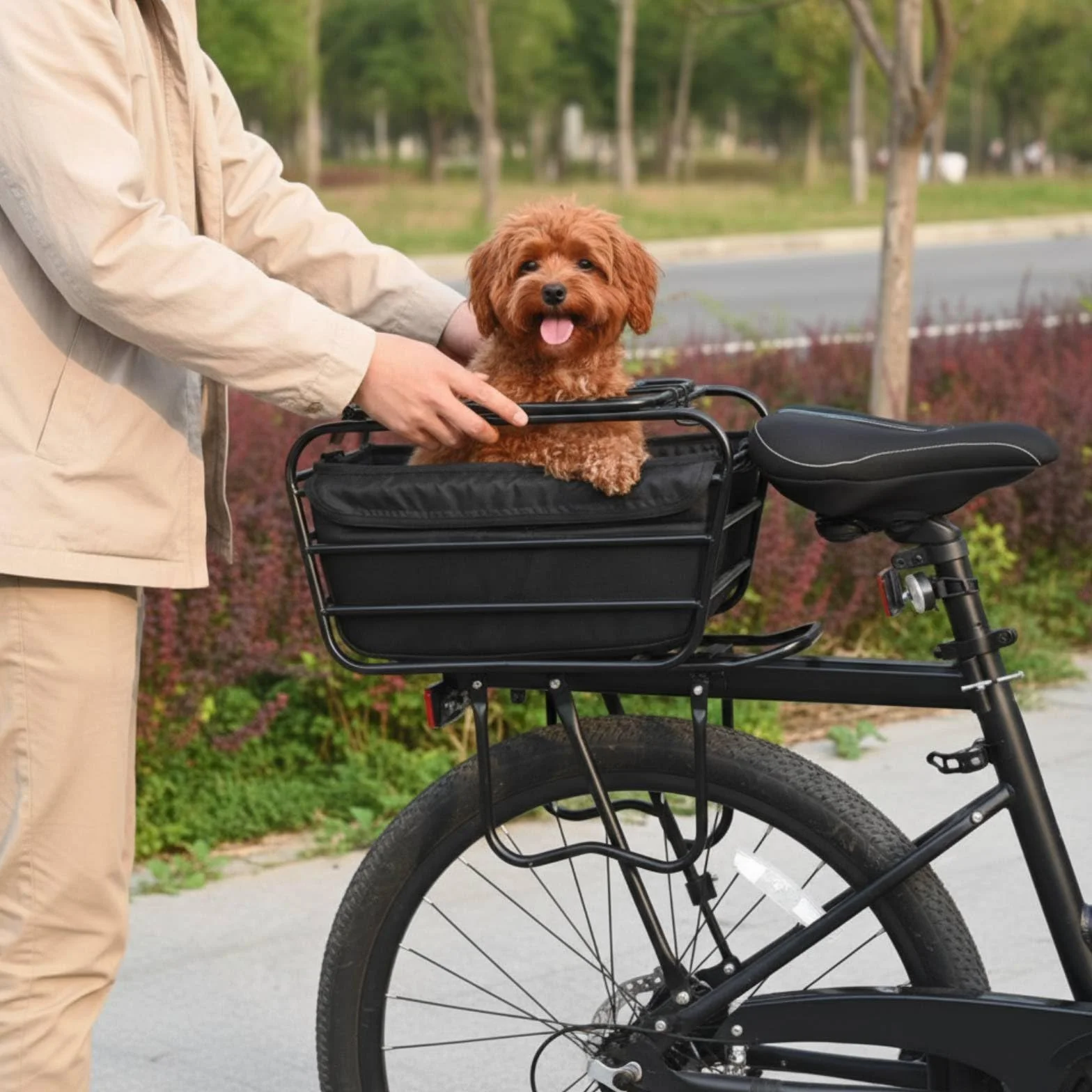 Trasportino per Cani da Bicicletta Grande Capacità, Cesto Bici con Coperchio Universale, Cestino Posteriore per Bicicletta per Pendolari, Piccolo, Con Fodera