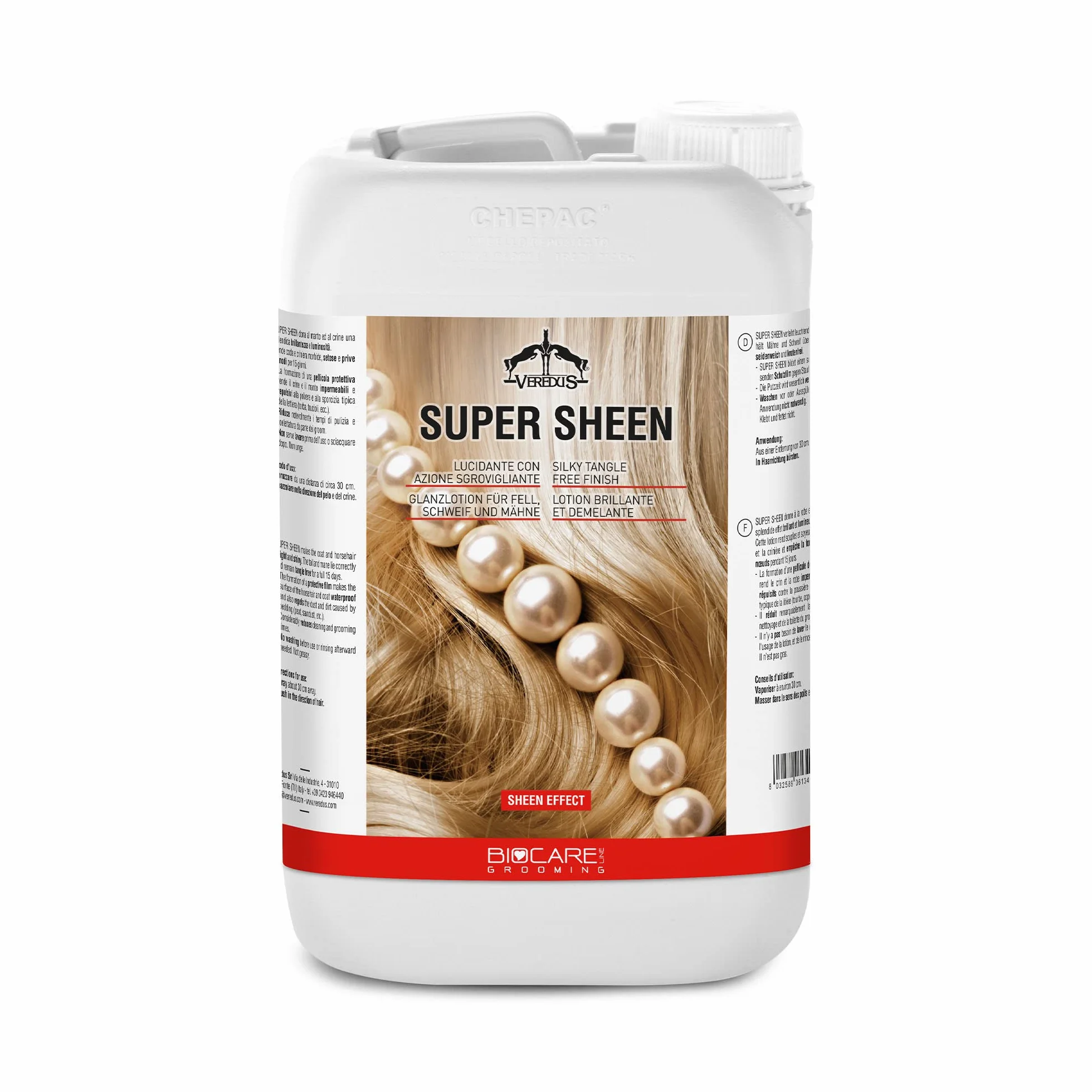 Veredus, Super Sheen - Spray Lucidante Con Azione Sgrovigliante Per Cavalli, Non Unge E Non Va Risciacquato - Formato 3000 Ml