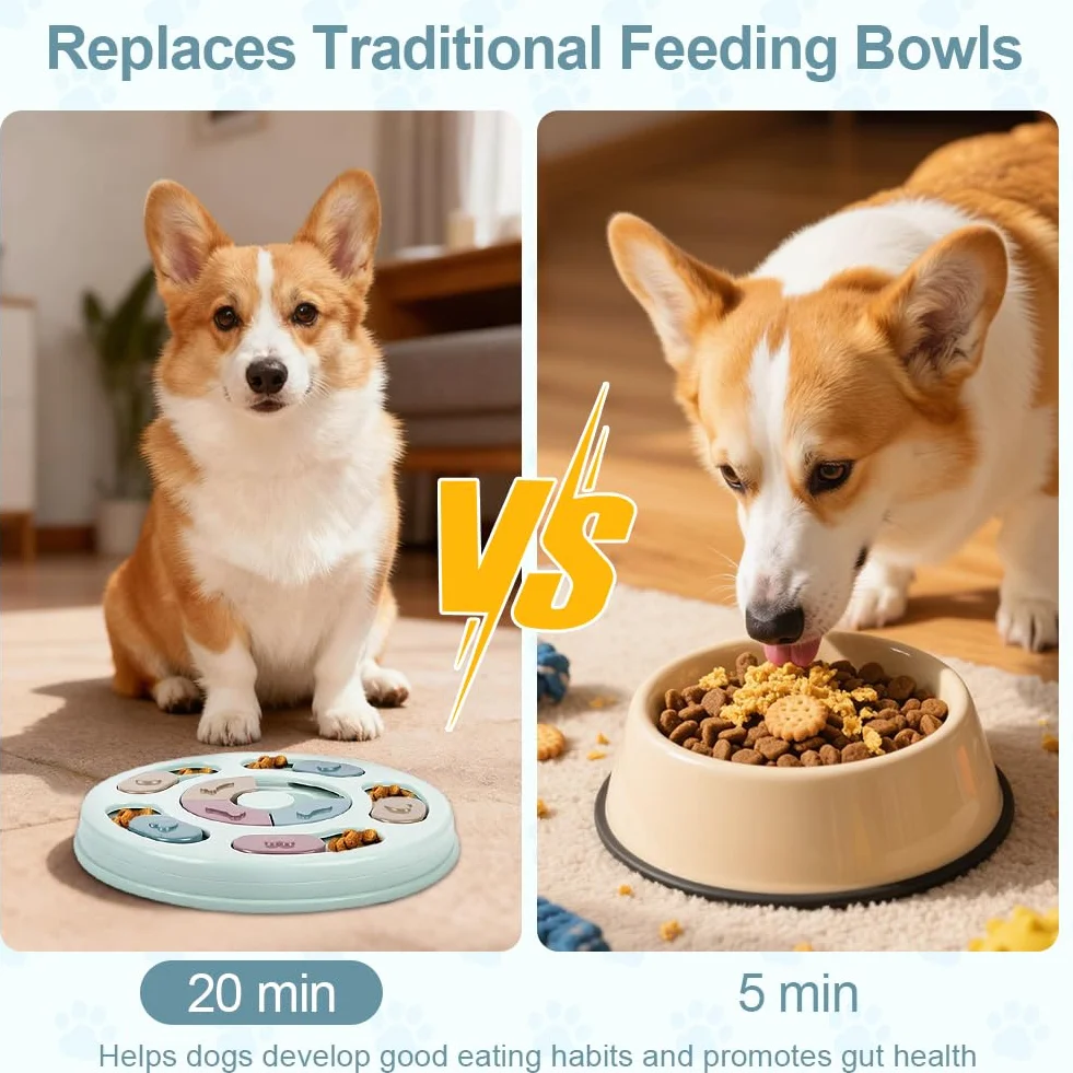 Giocattoli di Intelligenza per Cani, Treat Dispenser Giocattolo Interattivo, Puzzle Antiscivolo per Cani, Lavabile, Sicurezza, Giocattolo intelligenza per Cani, Cuccioli e Gatti, Blu