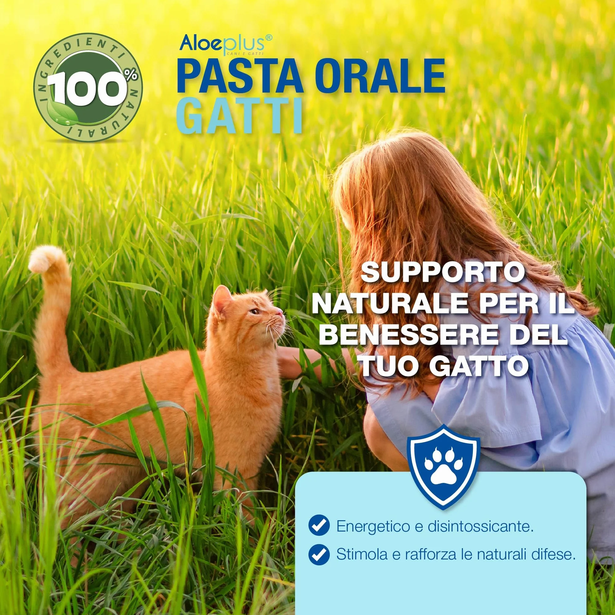 ALOEPLUS Gatti Pasta Orale - Alimento Complementare Energetico, Disintossicante con Aloe Arborescens BIO, Rafforza le Naturali Difese di Gatti Anziani e Cuccioli, Contro Alitosi (1 pz) (15 ml)