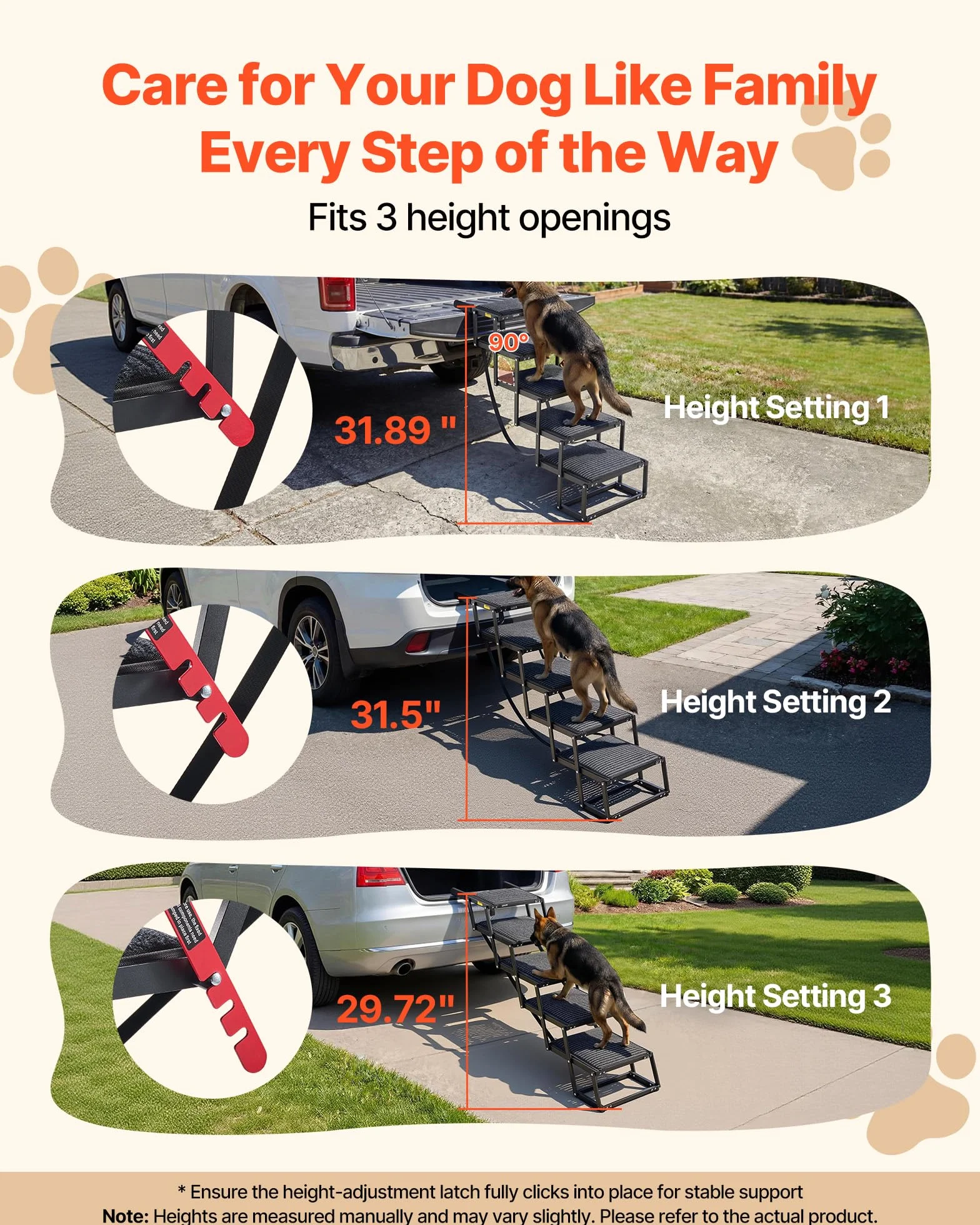 VEVOR Scaletta Pieghevole per Auto per Cani Animali Domestici, Scala Pieghevole a 5 Gradini per Cani da SUV Camion Letti Divani per Animali Domestici Carico max 90,72 kg Superficie Antiscivolo