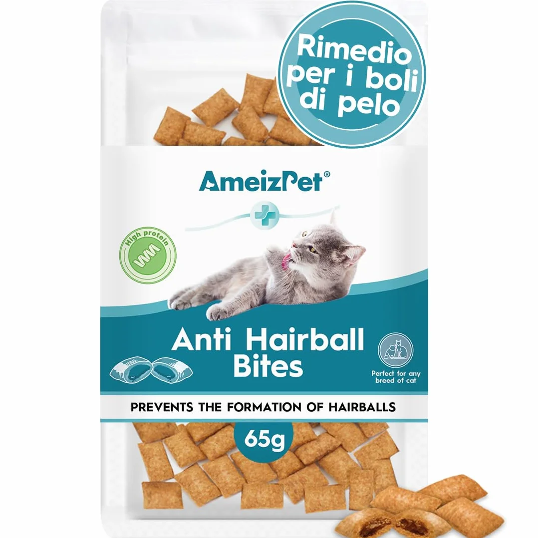 Croccantini Gatto Anti Bolo AmeizPet 65g con Taurina e Malto