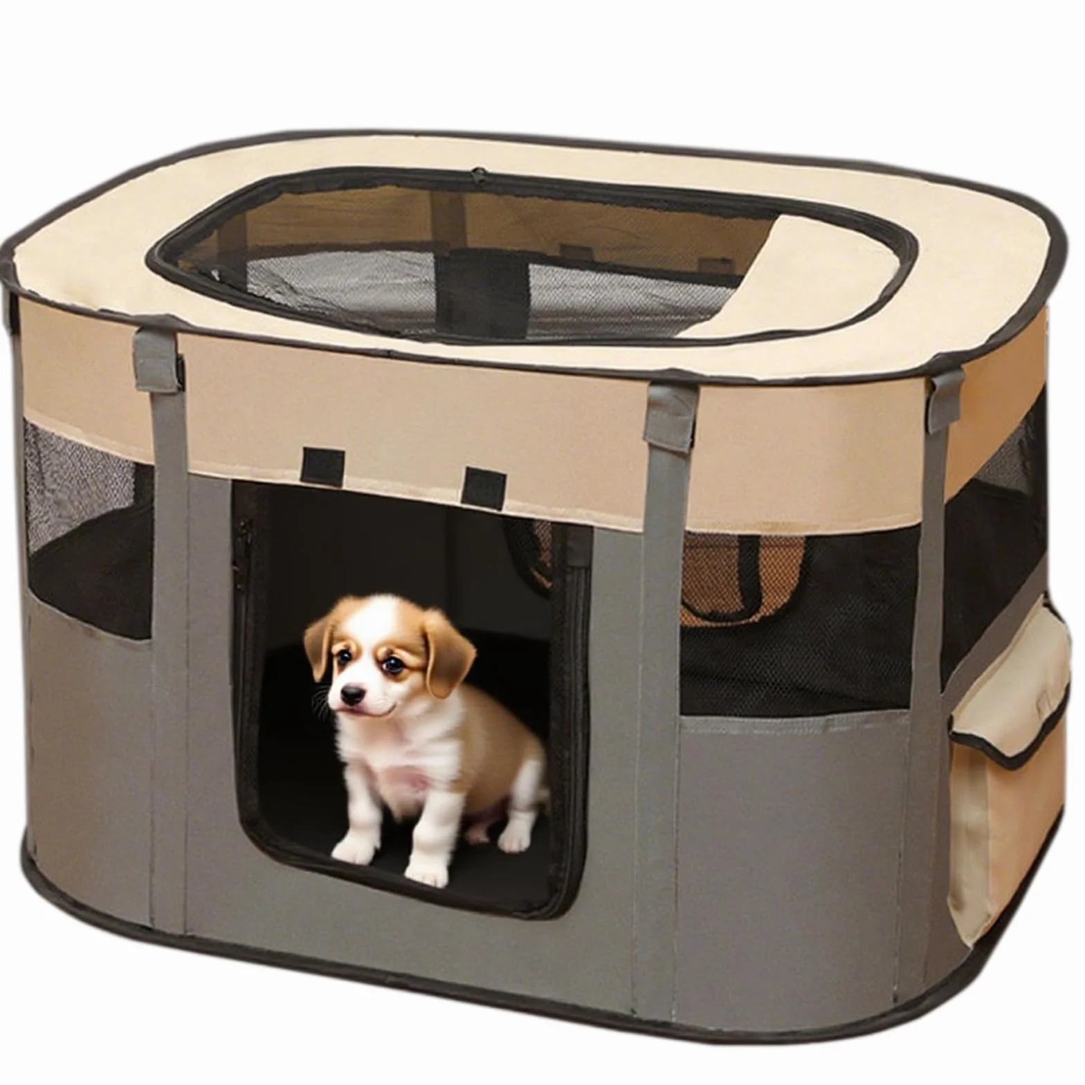 Recinto per Cani 70 x 55 x 40 cm Pieghevole per Gatti da Interno Traspirante Portatile