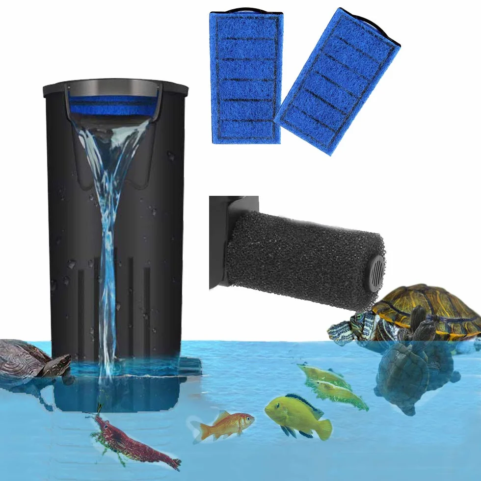 Filtro per tartarughe per acquario, filtro a basso livello, a cascata, filtro sommergibile per acquari (600 l/h) (nero)