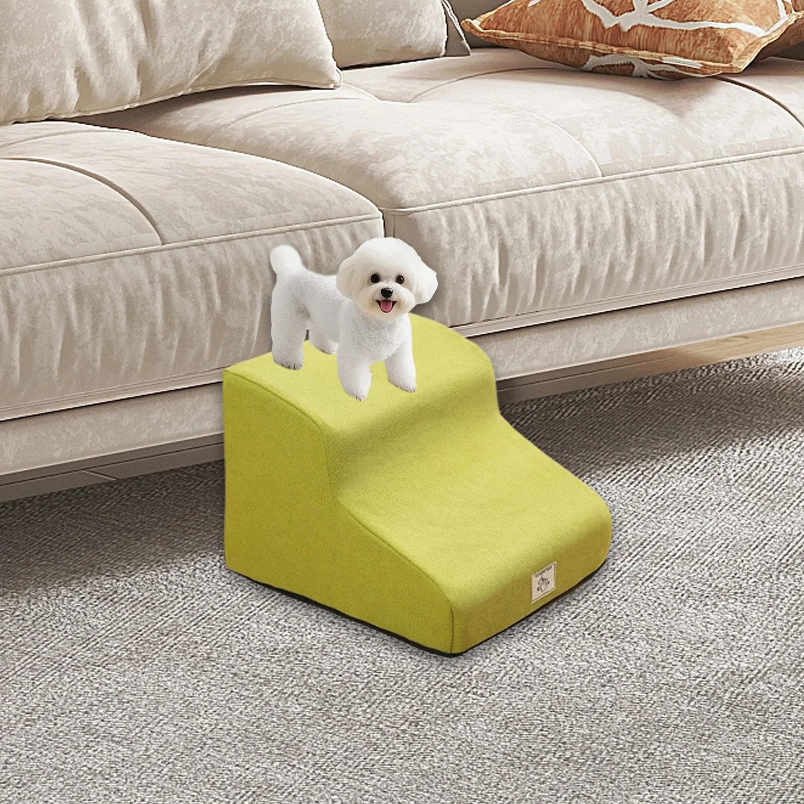 Baoblaze Scala per cani a 2 gradini, rampa per animali domestici, fodera rimovibile e lavabile, scale per animali domestici per divano, auto, casa, Giallo