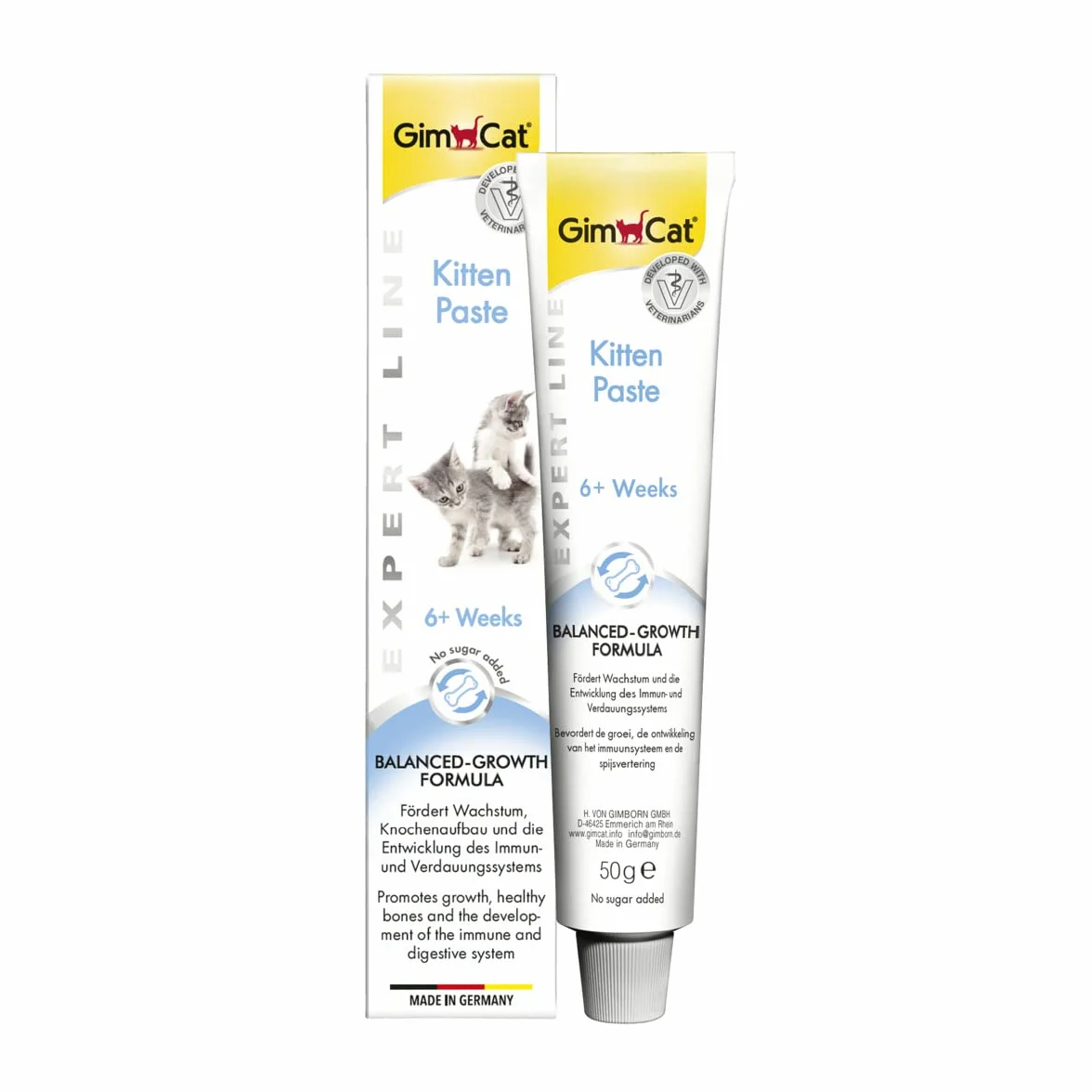 GimCat EXPERT LINE Kitten Pasta, Snack per gatti funzionale che migliora lo sviluppo dei gattini, 1 tubetto, 1 x 50 g