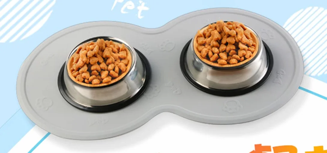 Tappetino in silicone impermeabile antiscivolo per cani e gatti, tappetino per cibo per animali domestici, tappetino in silicone, 48 x 27 cm (rosa)