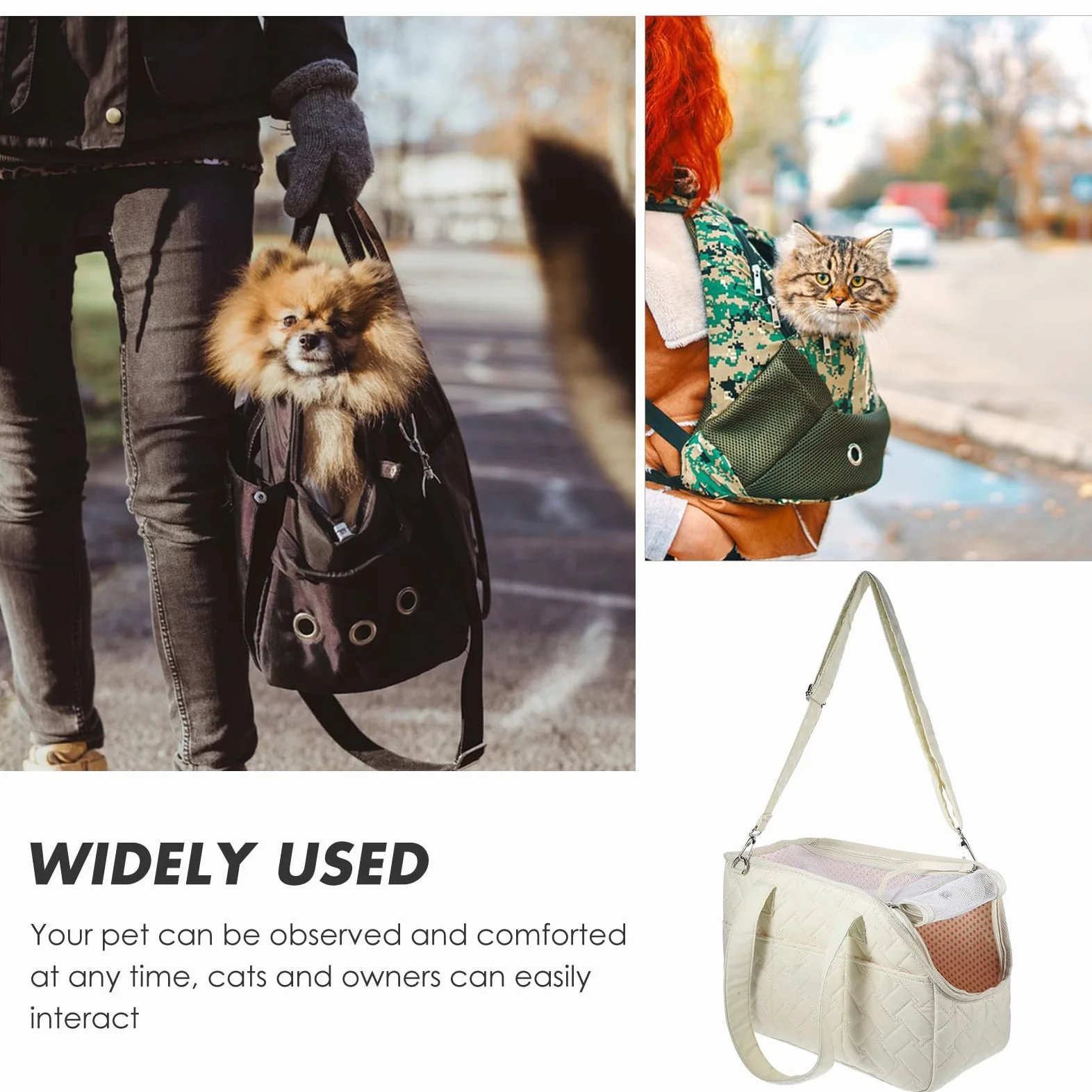 Generic Borsa per Trasporto Animali in Tela Beige, Comoda da Portare, per Gatti e Cuccioli Durante Escursioni e Passeggiate All'aperto