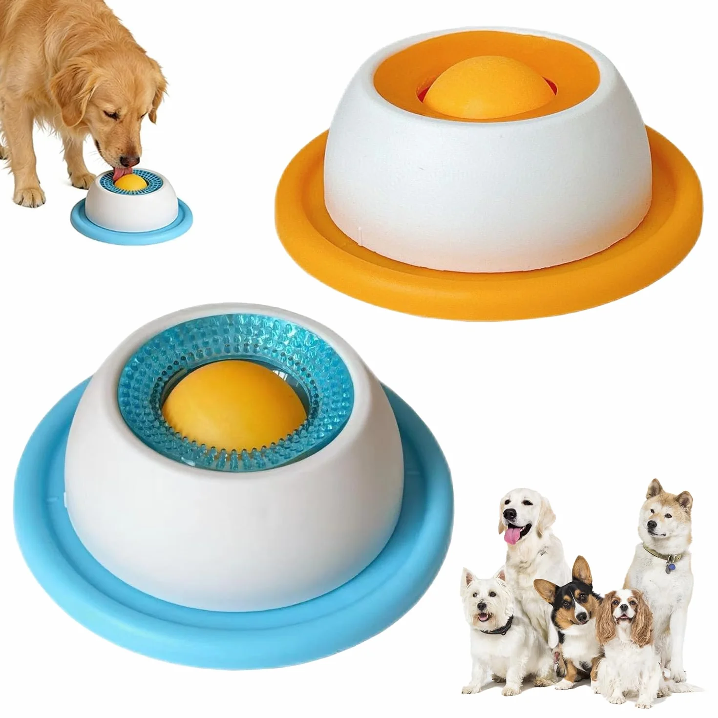 Lick Bowl per cani, 2PCS Dispenser per leccare la palla, Dog Lick Toy, Giocattoli per cani e gatti per cibo liquido, Ciotola da leccare per cani, Cane Slow Feeder Lick Bowl, per addestramento, alime