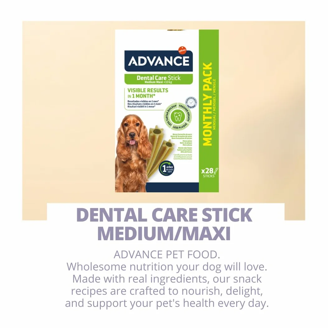 ADVANCE Cane DENTAL CARE STICK MEDIUM/MAXI | snack complementare, aiuta a prenderti cura dei denti del tuo cane, 1 confezione da 720 grammi.