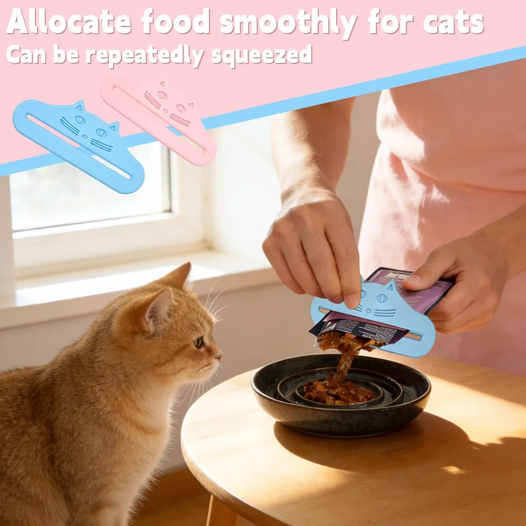2 Pezzi Distributore Di Snack Spremitore Di Cibo Per Animali Domestici In Plastica Per Snack Per Animali Domestici, Casa, Viaggio, Campeggio, Rifugi Blu E Rosa 13X3.5 Cm