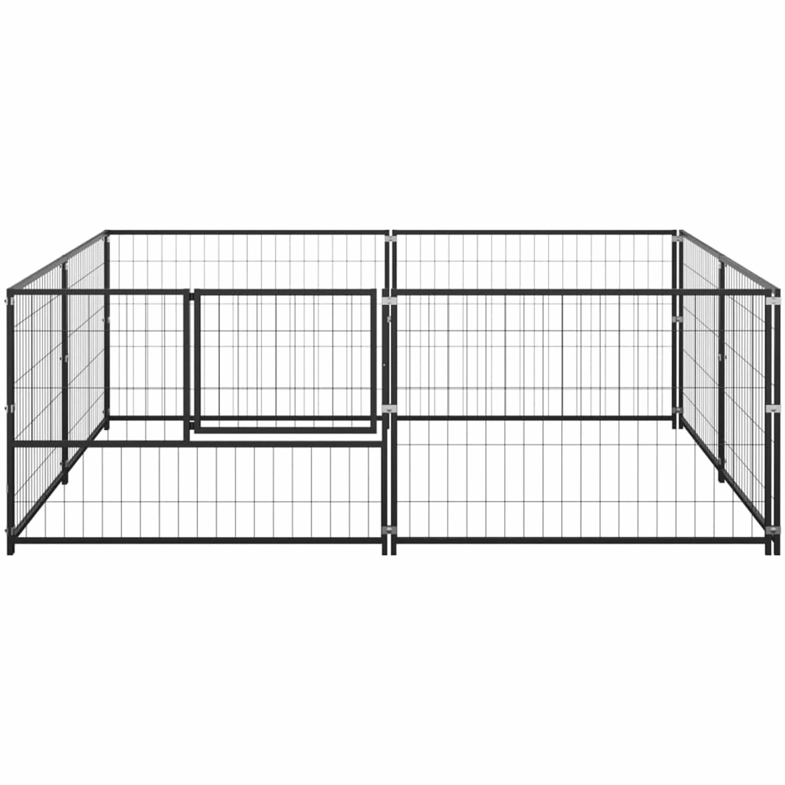 Gecheer Canile da Esterno Grande in Acciaio, Nero 200x200x70 cm - Gabbia per Cani Taglia Grande Con Recinzione 4 m²