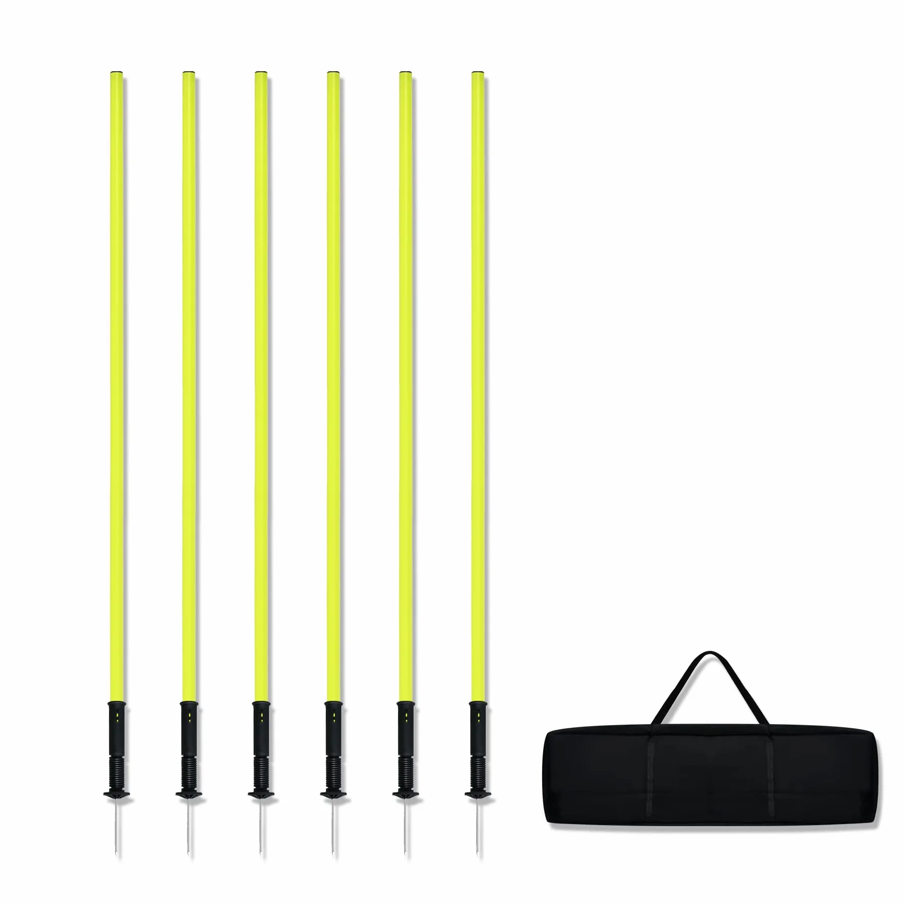 Froadp Set di 6 aste da slalom in plastica per calcio, accessori da allenamento per cani, calcio, con giochi da pavimento in metallo e piume per calcio dribblings allenamento di coordinazione (set da 6)