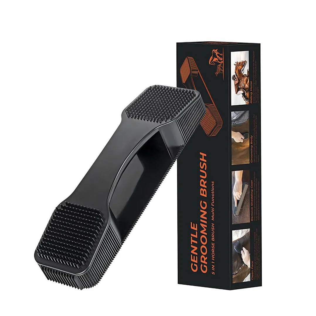 Spazzola per Cavalli 5 in 1 Groomer Gomma Rimozione Peli Pettine Massaggio Pulizia Lucidatura Manto