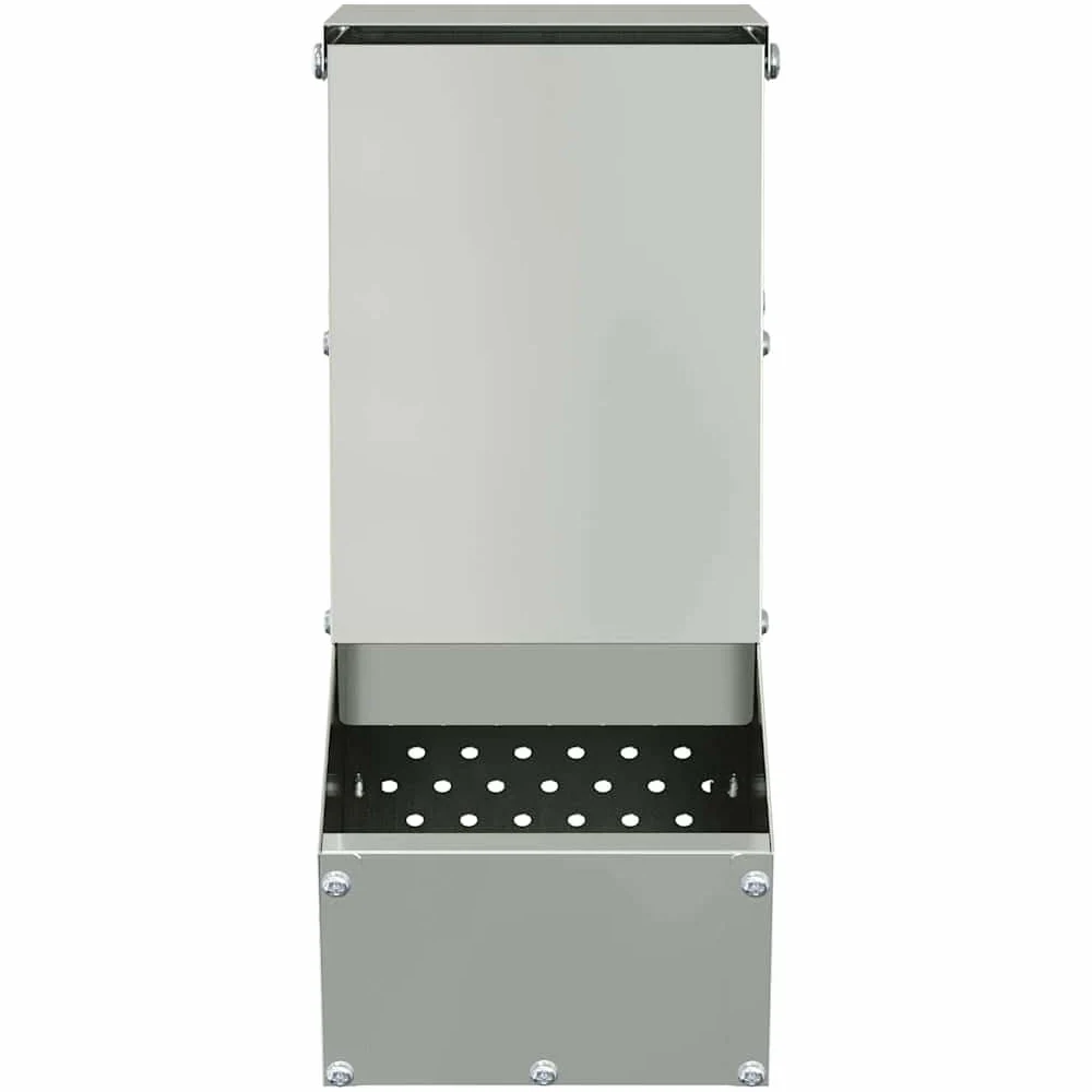 Mangiatoia per conigli, argento, 12,5 x 26 x 28,5 cm, in acciaio zincato