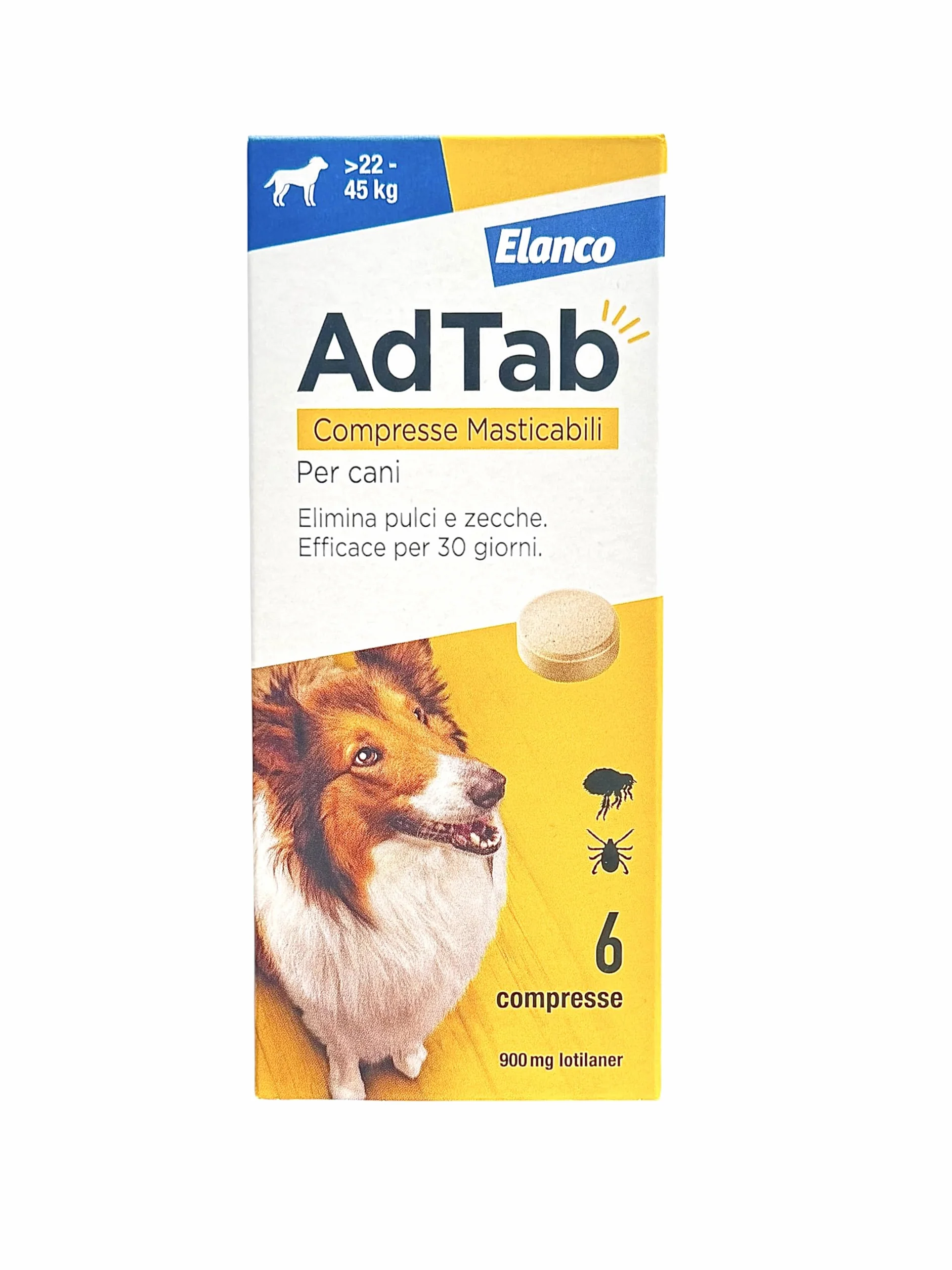 AdTab Compresse Masticabili per Cani >22-45 kg - 6 Compresse