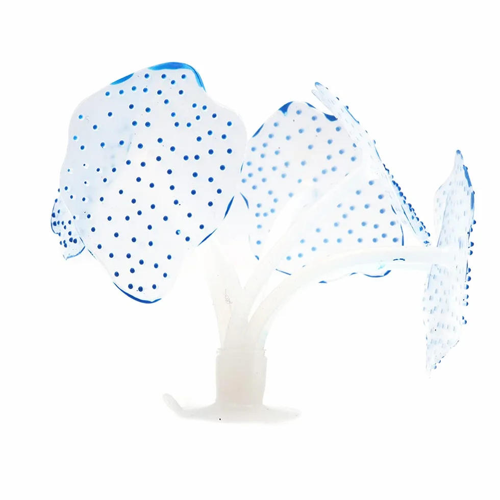 Silicone Artificial Coral Plant 2PCS Aquarium Decoration Fish Tank Landscape Colorful Glowing Ornament with Suction Cup
