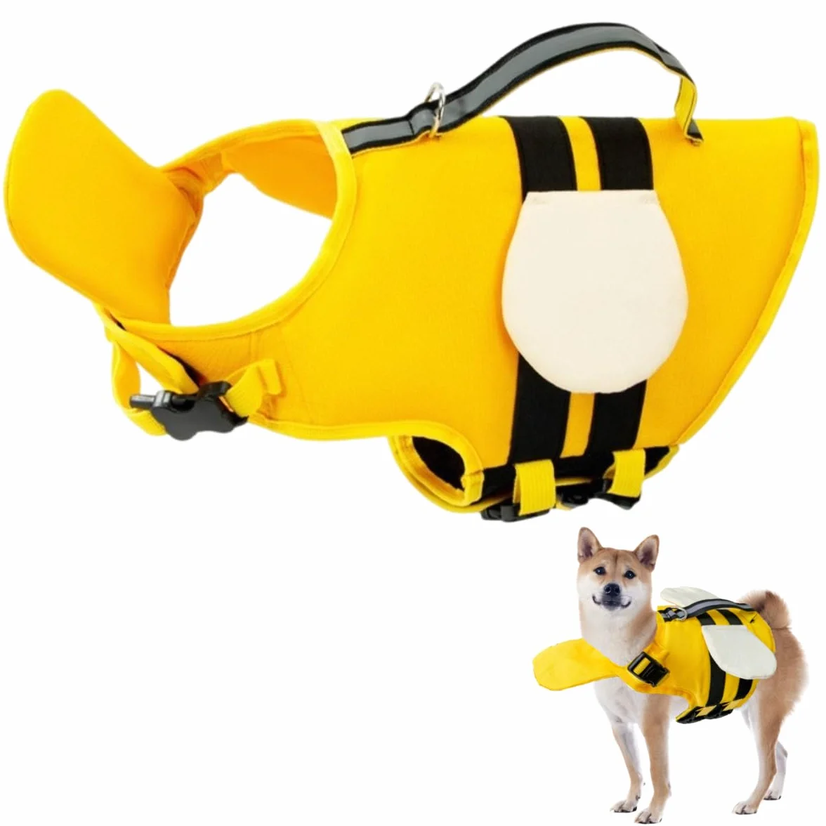 Little Bean Giubbotto di salvataggio per cani galleggiabile regolabile maniglia di salvataggio taglia M giallo