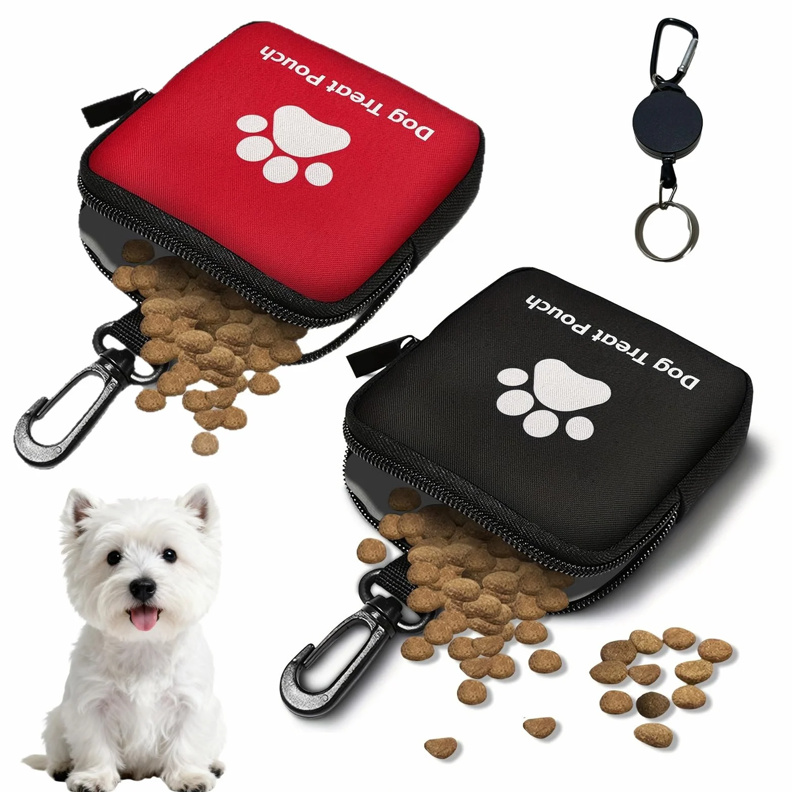 VEGCOO 2 Pz Porta Premietti per Cani Borsa con Cerniera e Moschettone, Sacchetti Portatili per Animali Domestici in Piccola, Borsa Addestramento Cane Porta Premietti per Cani per Viaggi, Uso Esterno