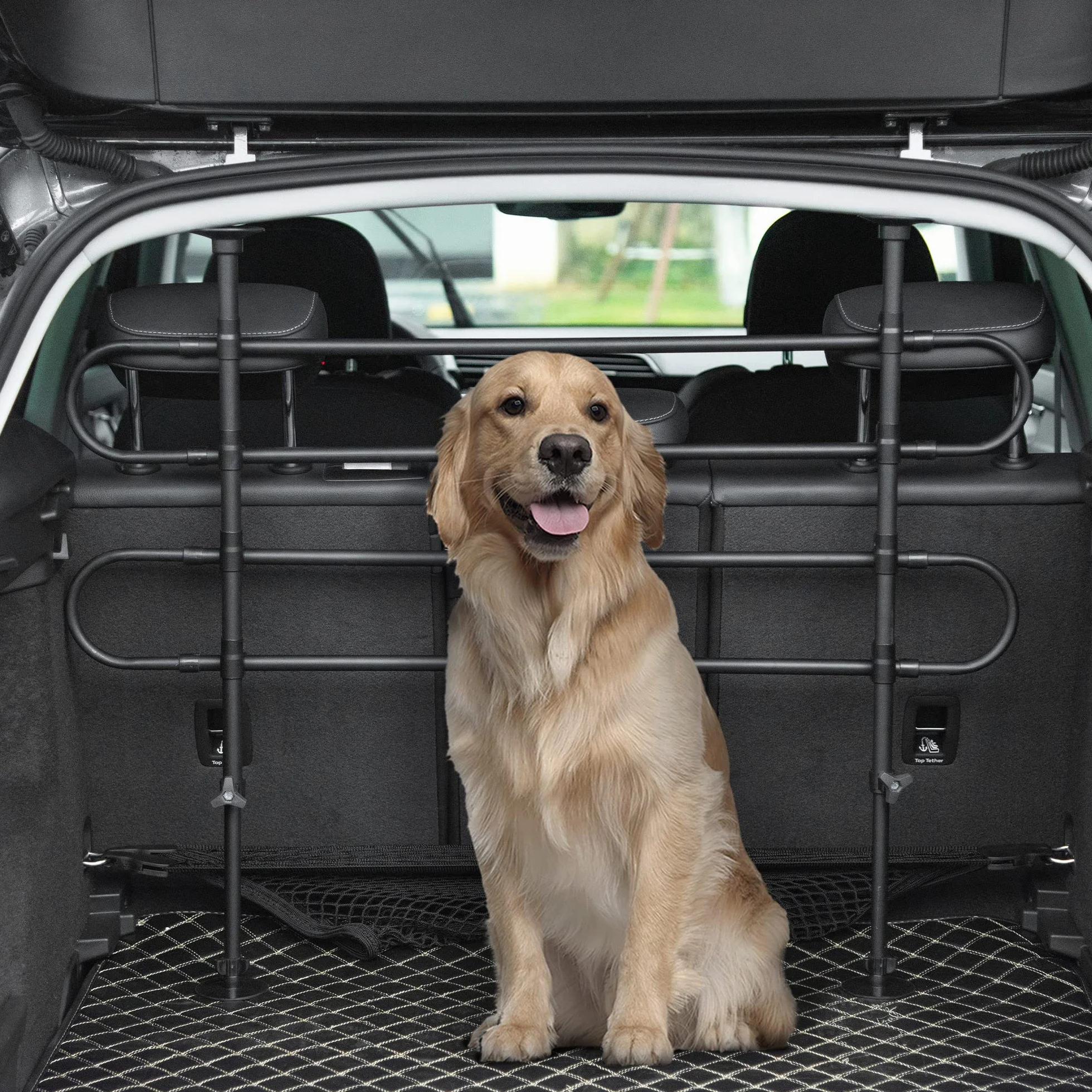 PawHut - Griglia di Protezione Regolabile per i Animali Domestici Adatto a Ogni Auto Nero