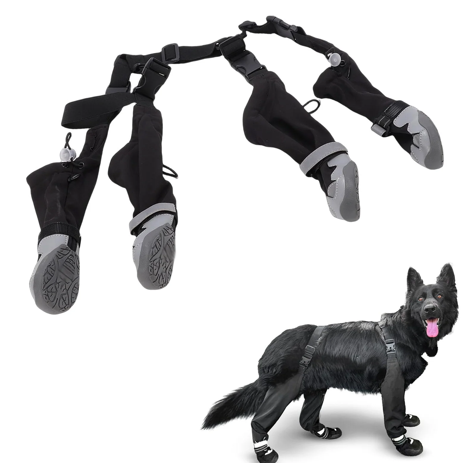 Yctze Calzari per Cani con Bretelle, Pantaloni Anti-sporco con Scarpe, Pantaloni con Bretelle Regolabili Impermeabili per Animali Domestici per Passeggiate All'aperto (2:S)