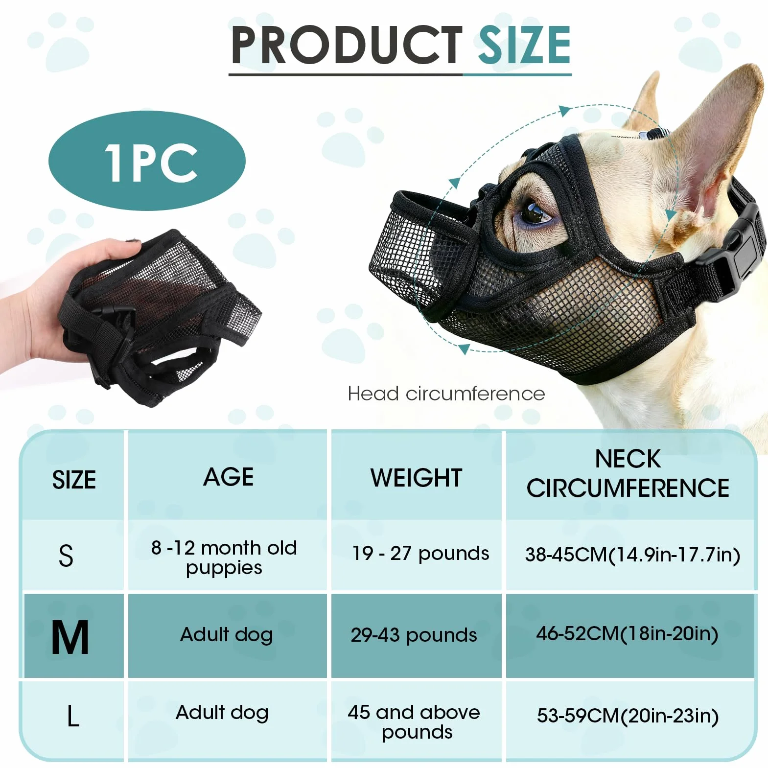 Museruola per Bouledogue Francese, Regolabile Museruola Cane Respirante Maschera Piatta Museruola per Piccoli Cani a Bocca Corta Anti-Morso, Anti-Masticazione, Anti-Leccamento per Shih Tzu e Carlino