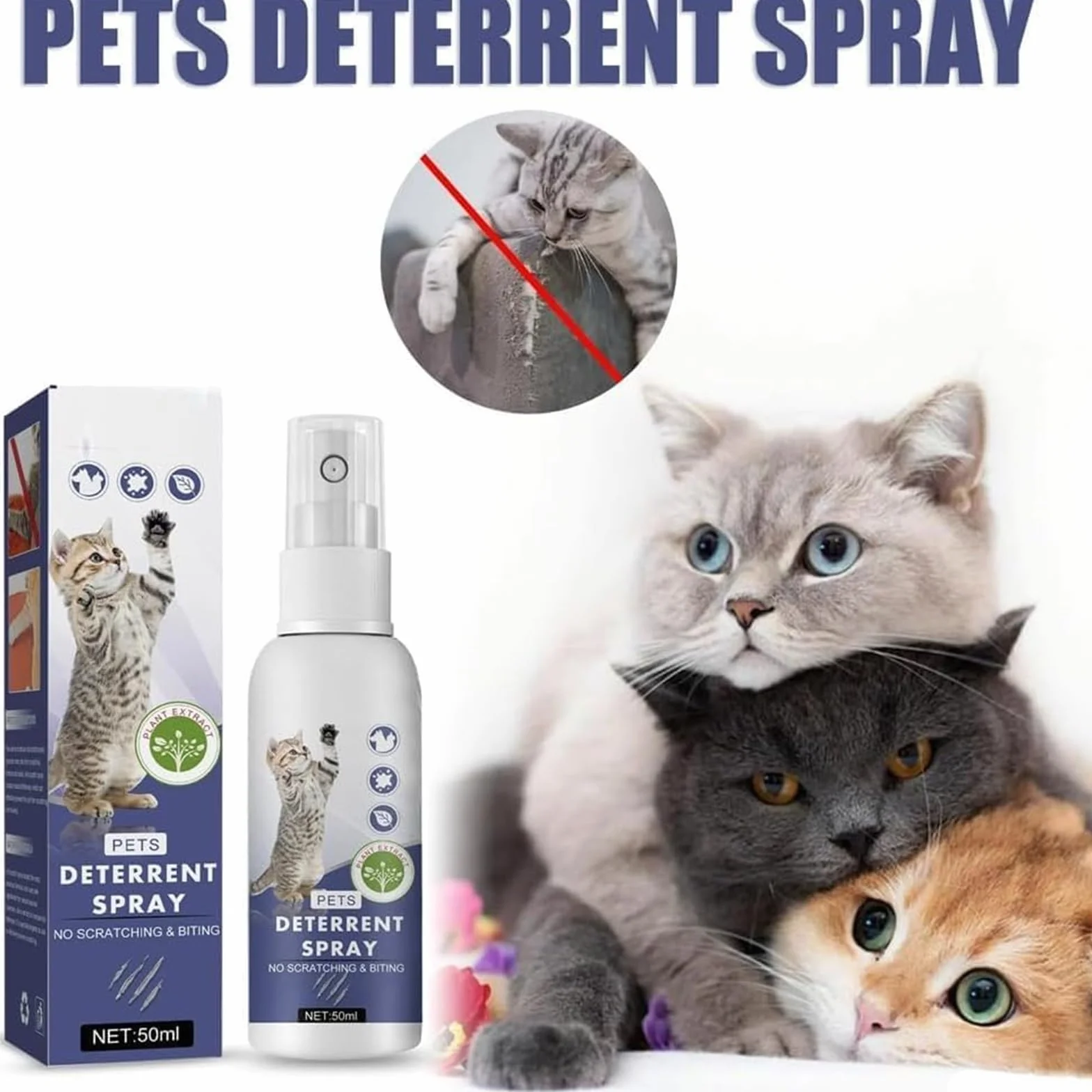 Spray repellente per gatti agli agrumi, antigraffio per mobili, per interni ed esterni, ad azione rapida, per l'addestramento comportamentale e la protezione dei mobili