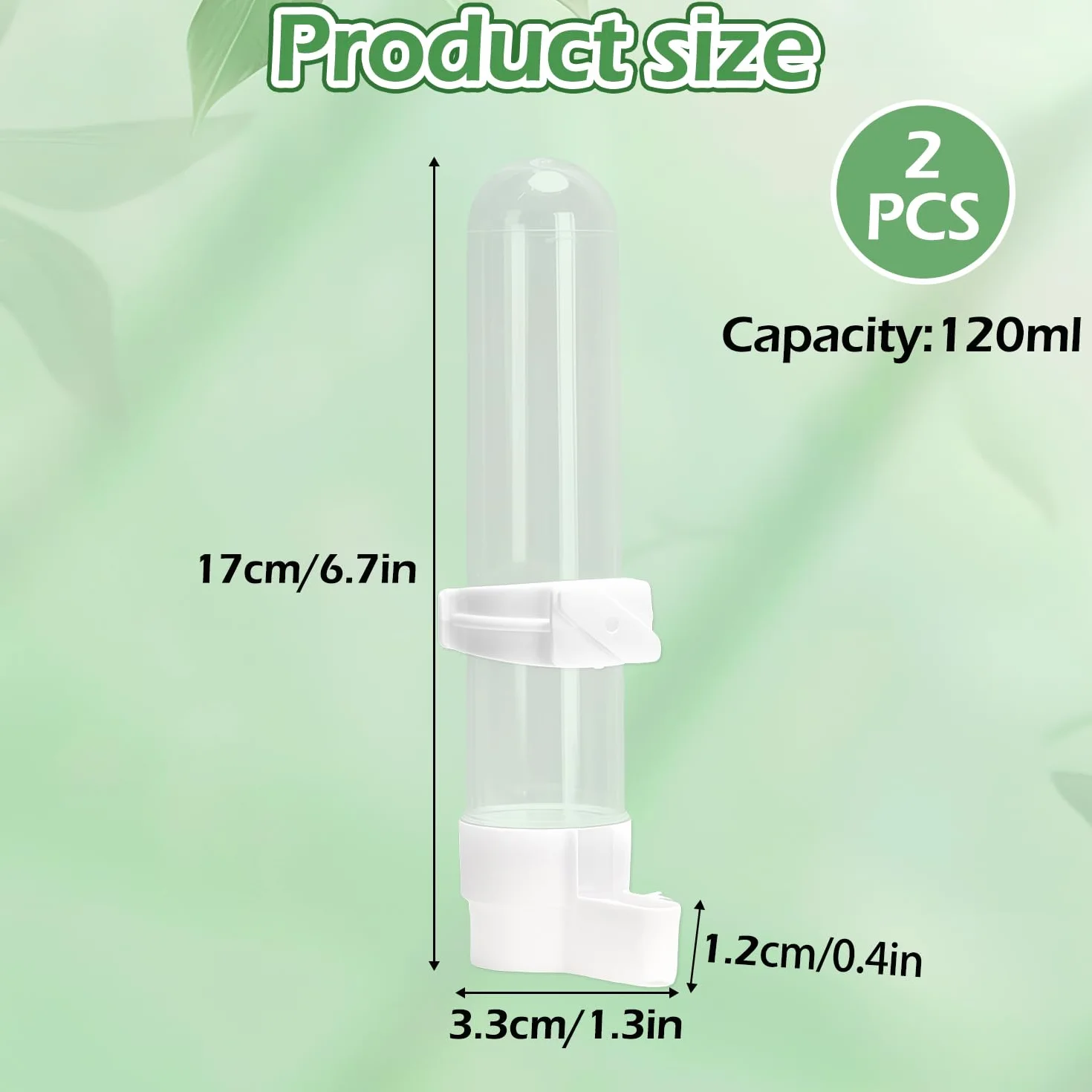 Mangiatoia per uccelli, 2 pezzi Distributore automatico di acqua per uccelli per pappagalli, parrocchetti, parrocchetti e calopsitte, Abbeveratoi per gabbia per uccelli Capacità 120 ml (bianco)