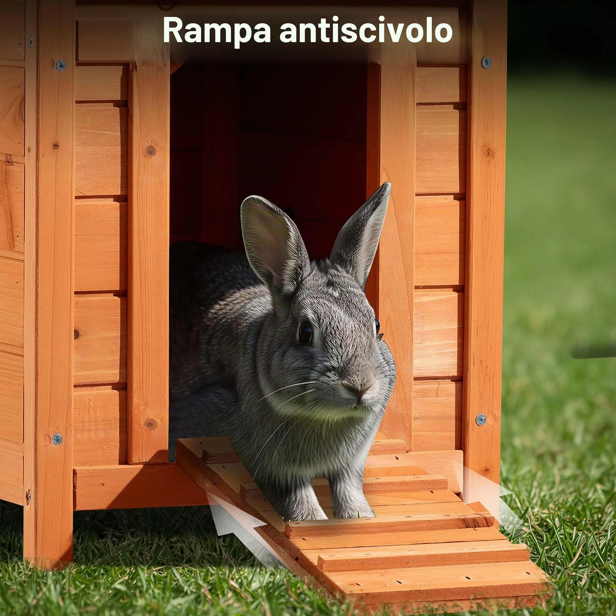 Wiltec Cuccia per gatti 420 x 515 x 430 mm in legno di abete rosso, casetta per conigli con tetto incernierato, guarnizione in bitume, conigliera per animali da giardino/balcone