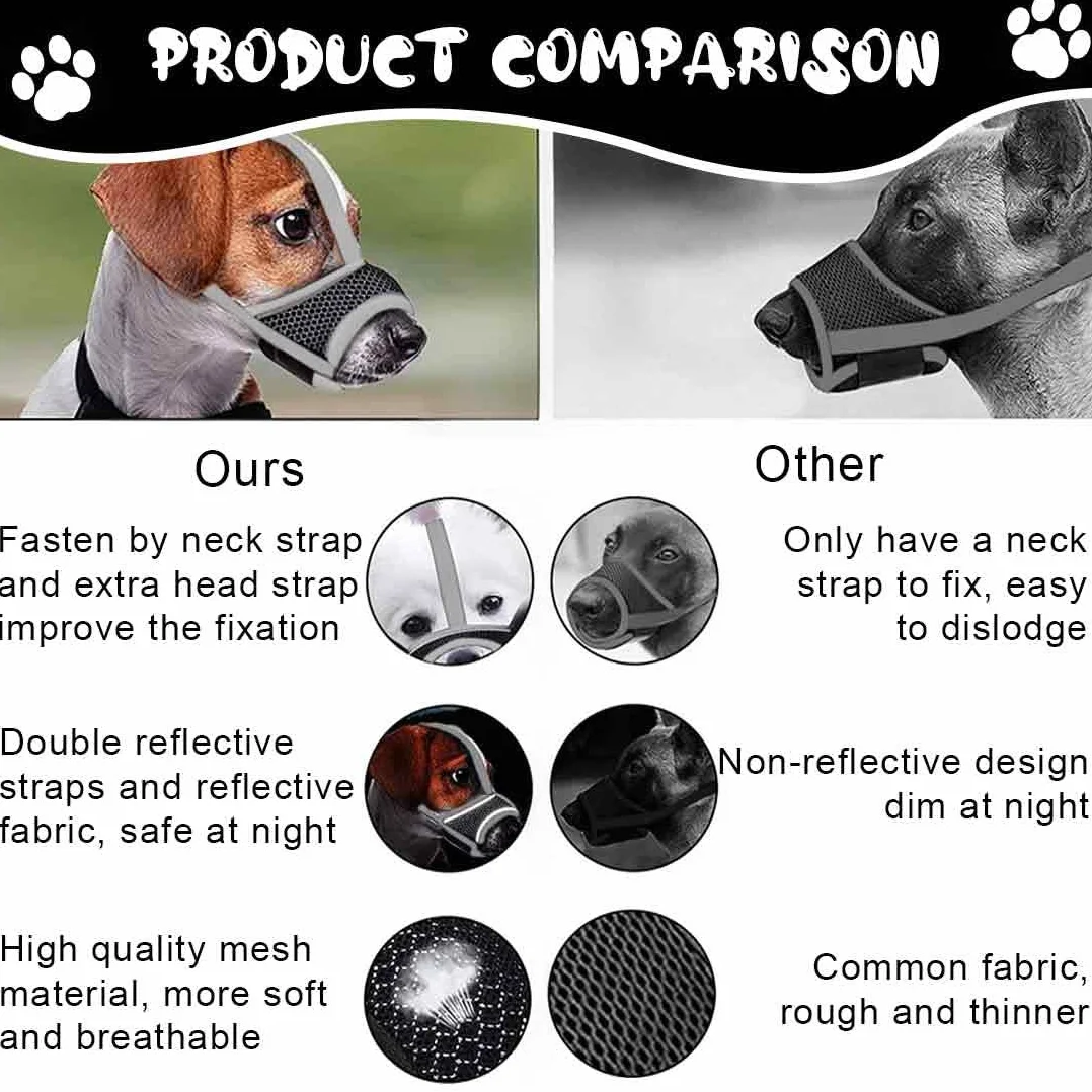 Museruola Cane, Museruola Addestramento per Cani a Maschera, Museruola Traspirante Cani Regolabile con Cinghie, Copertura per Cani di Piccola Media Taglia, S