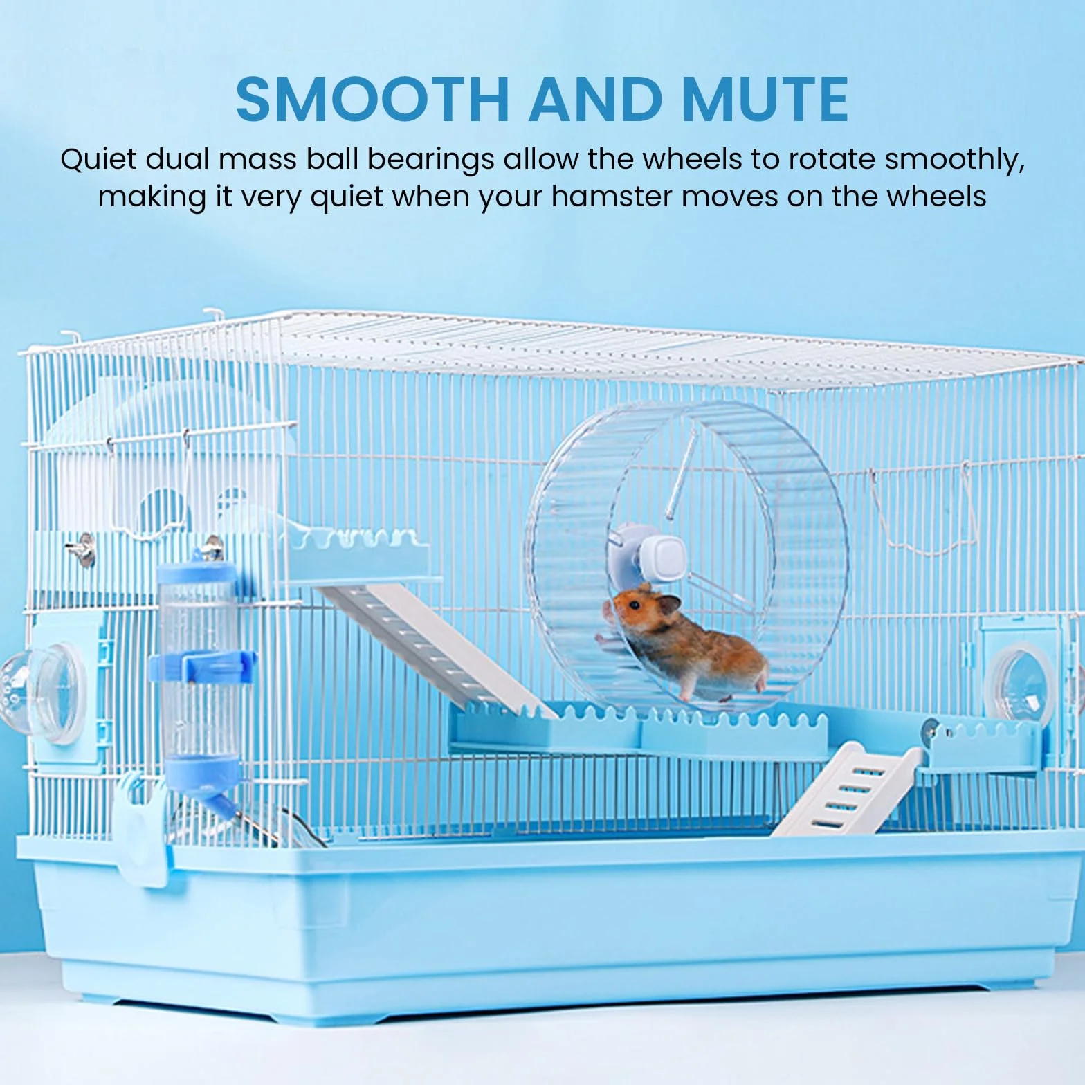BORDEAG Ruota Silenziosa per Criceti, 21 cm, Silenziosa, per Criceti, Gerbil, Topi, Piccoli Animali Domestici (Trasparente)