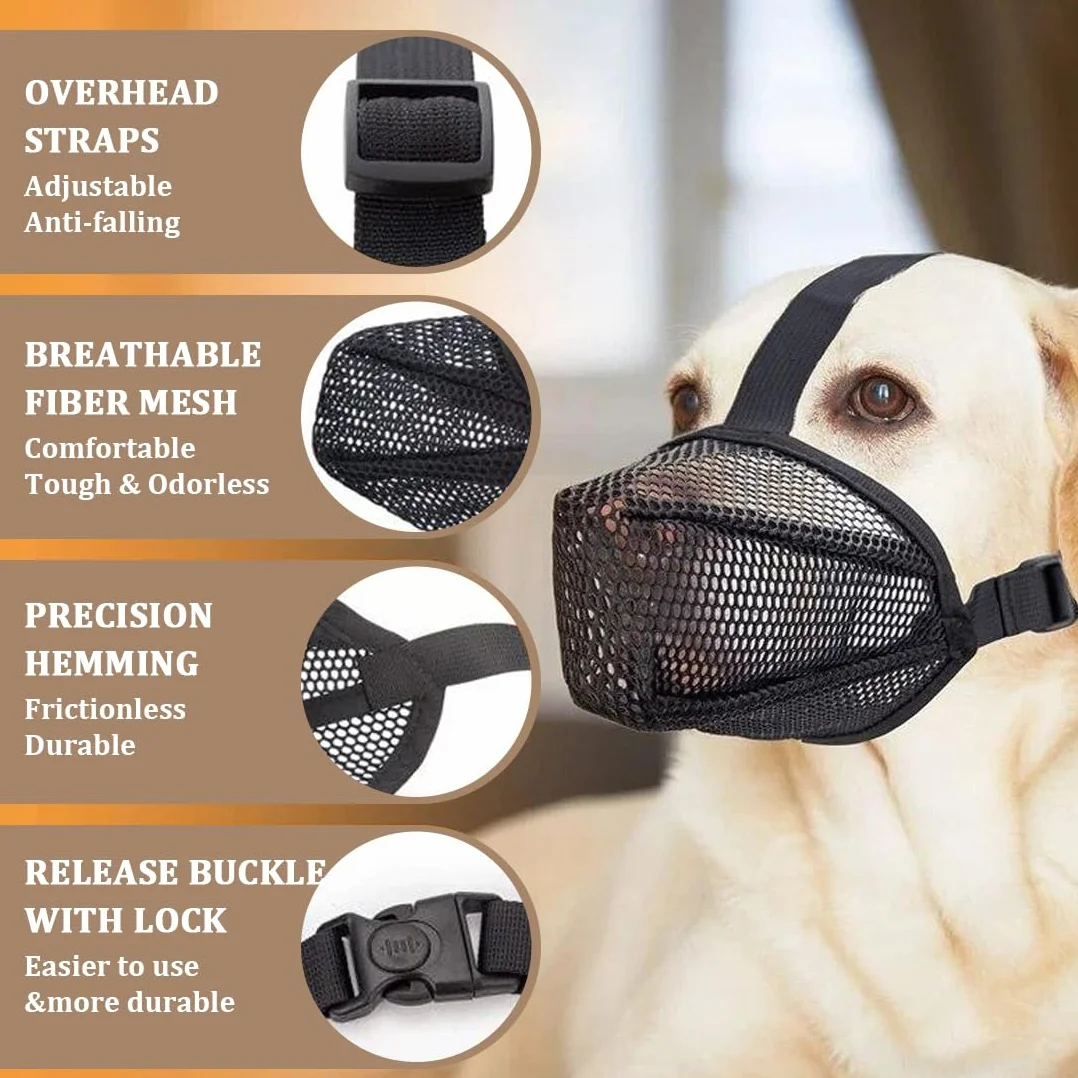 Museruola per Cani, Museruola Traspirante Cani Regolabile, Addestramento A Maschera, Copertura di Piccola Media Grande Taglia