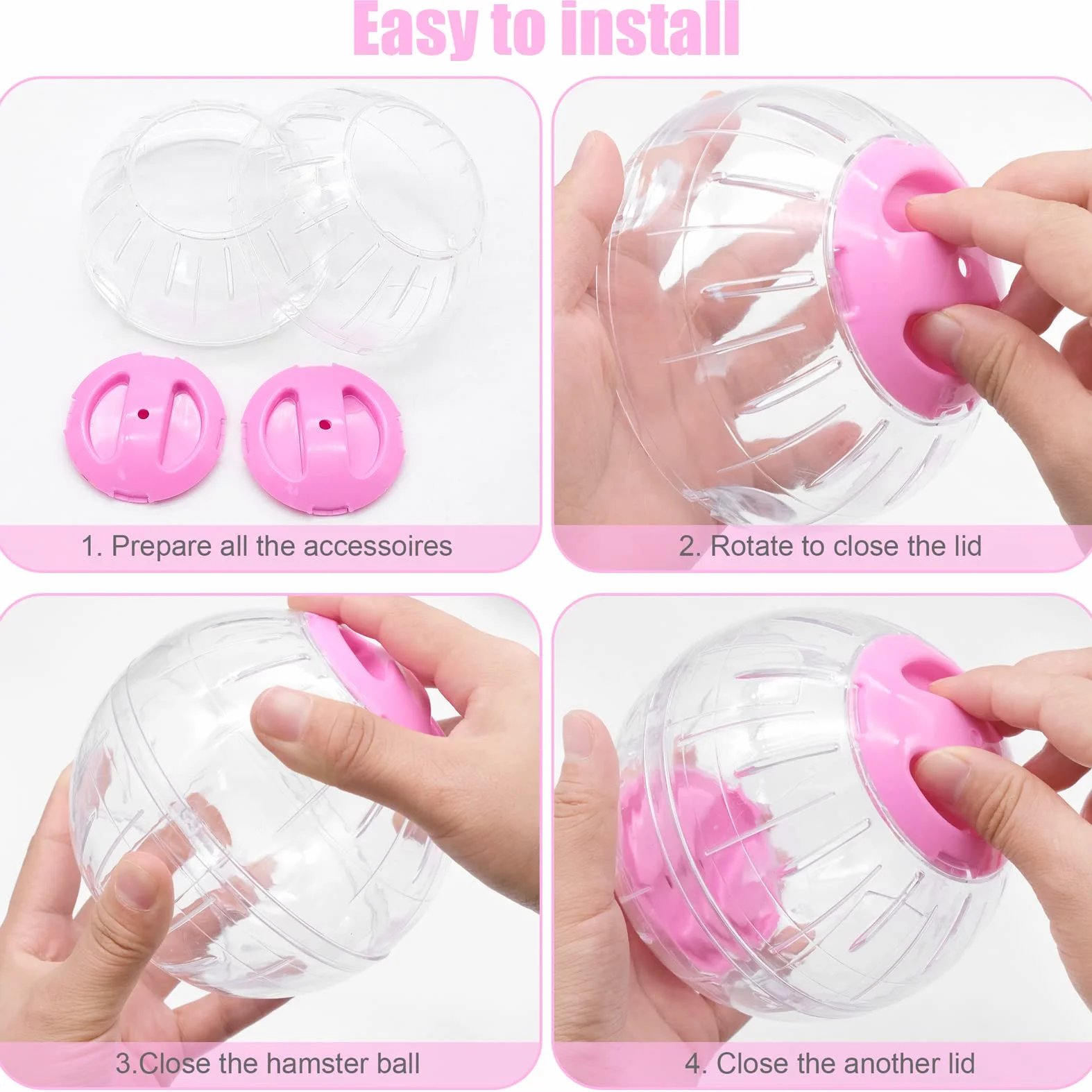 2 Pezzi Palla Criceto, Palla da Corsa per Criceto, Palla Fitness Criceto Plastica, Palline Esercizio Trasparente, Ruota di Corsa per Hamster Animali Roditori Nano Gerbilli (Rosso+Arancione)
