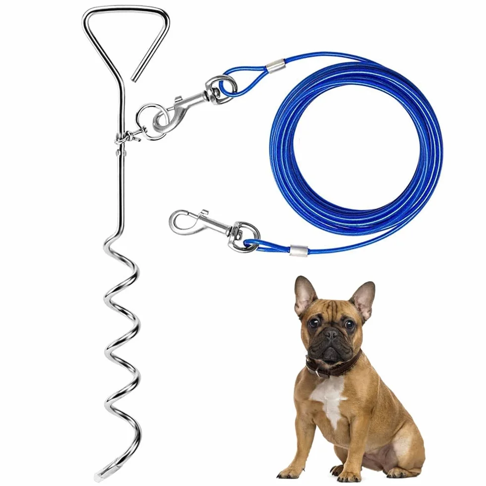 Picchetto per Cani, 15Ft Guinzaglio da Cortile per Cani, Catena per Cani da Cortile, Cavo per Legare Il Cane, per Cortile, Esterno, Campeggio