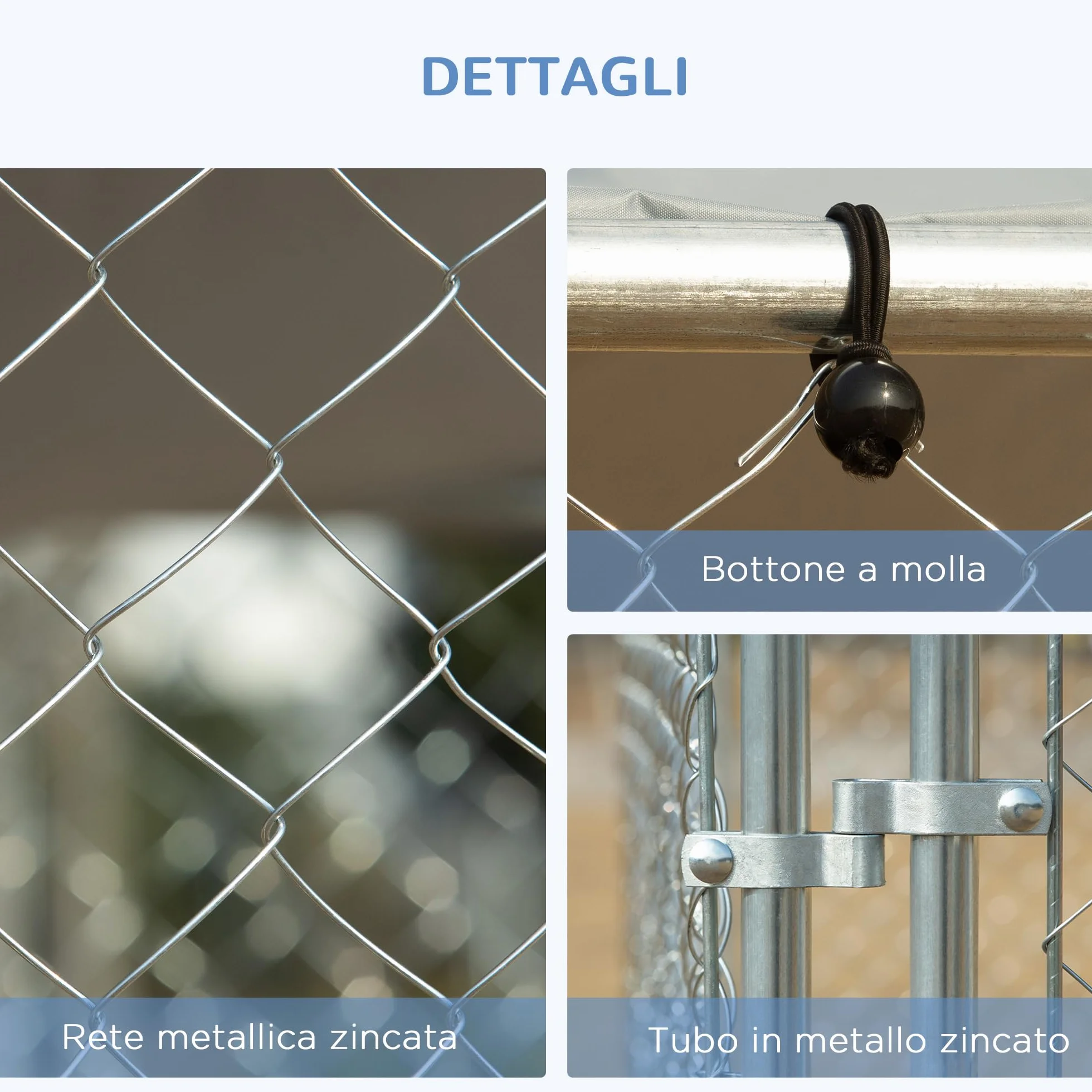 PawHut Kennel per Cani in Metallo Galvanizzato con Tettuccio in Tessuto Oxford, 400x230x232cm, Argento