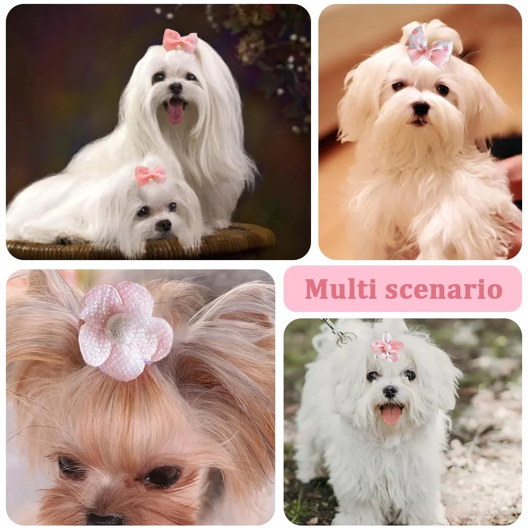 Accessori per cani pelo 10 Pezzi Stili Misti Rosa Fiocco Fermagli Capelli Piccoli Archi Mollette Toelettatura Bellezza
