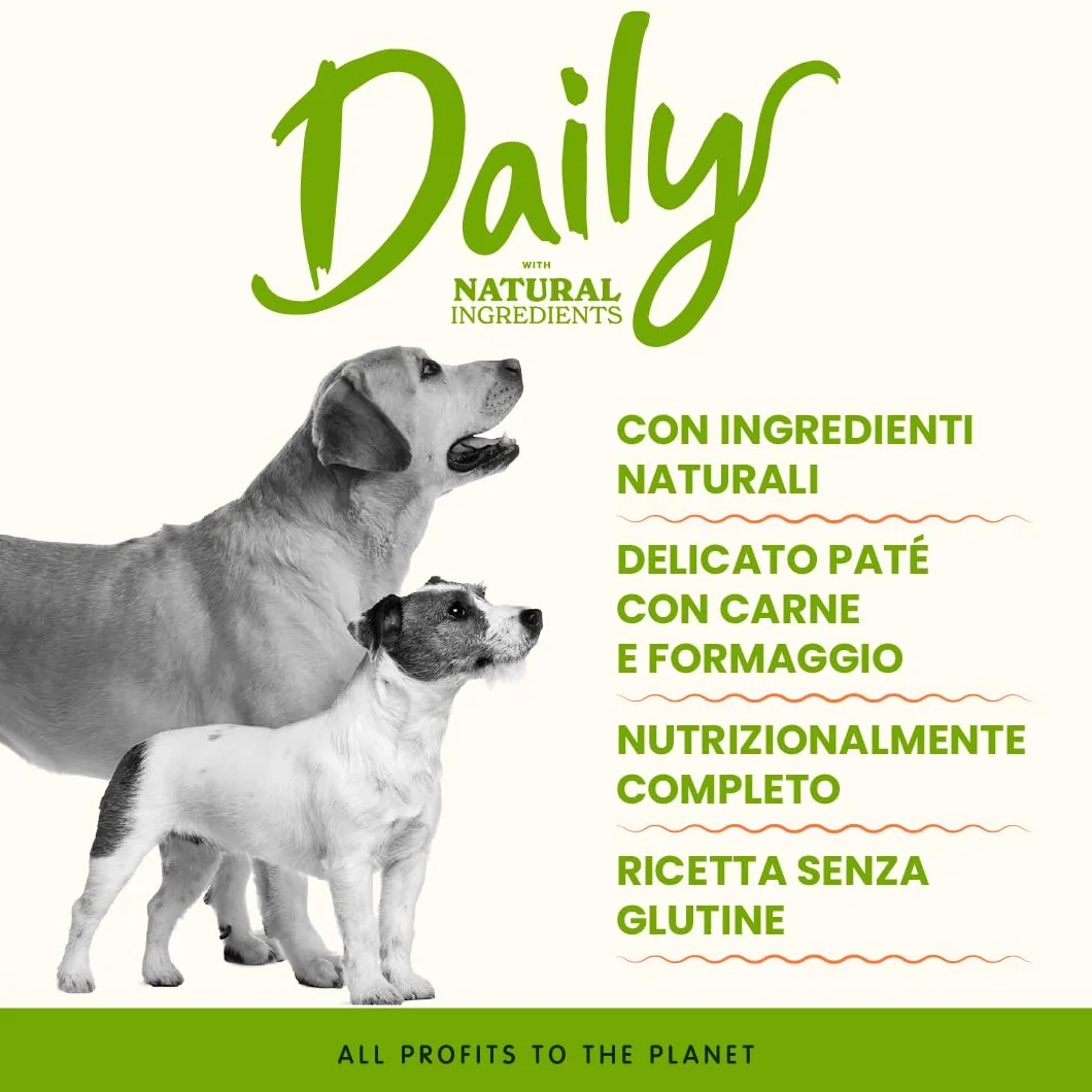 almo nature Daily con Pollo, Prosciutto & Formaggio - Ricetta Senza Glutine - Cibo Umido per Cani Adulti - Pacco da 9 x 300 g