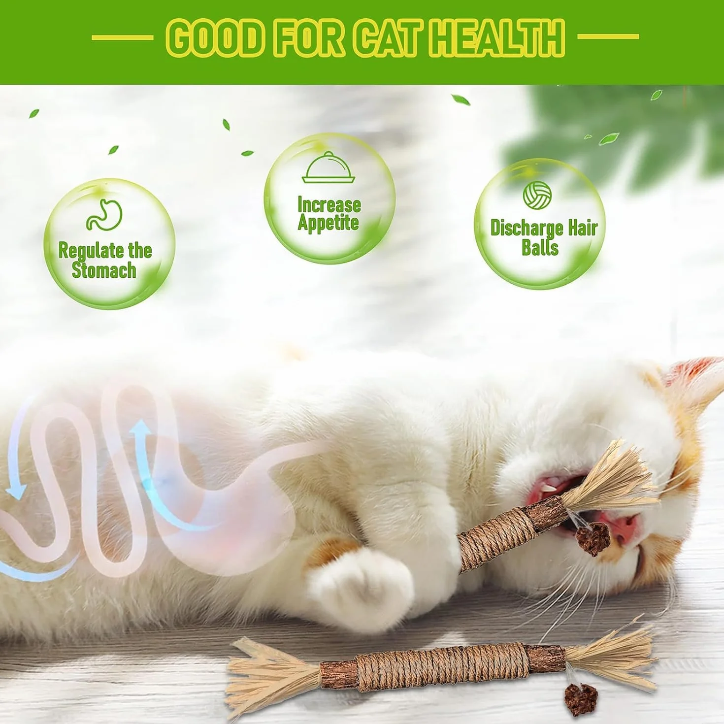 Simsky 6 Pezzi Bastoncini Erba Gatta per Gatti, Bastoncini Cura Denti per Gatti, Bastoncini di Erba Gatta Naturale di Giocattoli per la Cura Dentale, Bastoncini per il Gatto Contro l'alito Cattivo