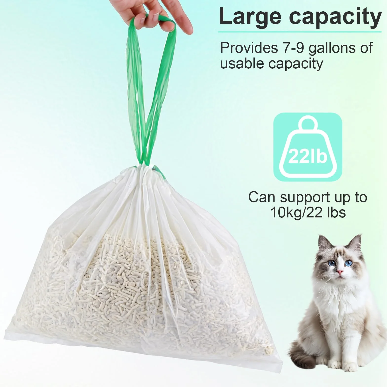 60 sacchetti per lettiera, sacchetti per toilette per gatti, per toilette elettrica autopulente, biodegradabili, impermeabili, resistenti allo strappo, 58x35 cm