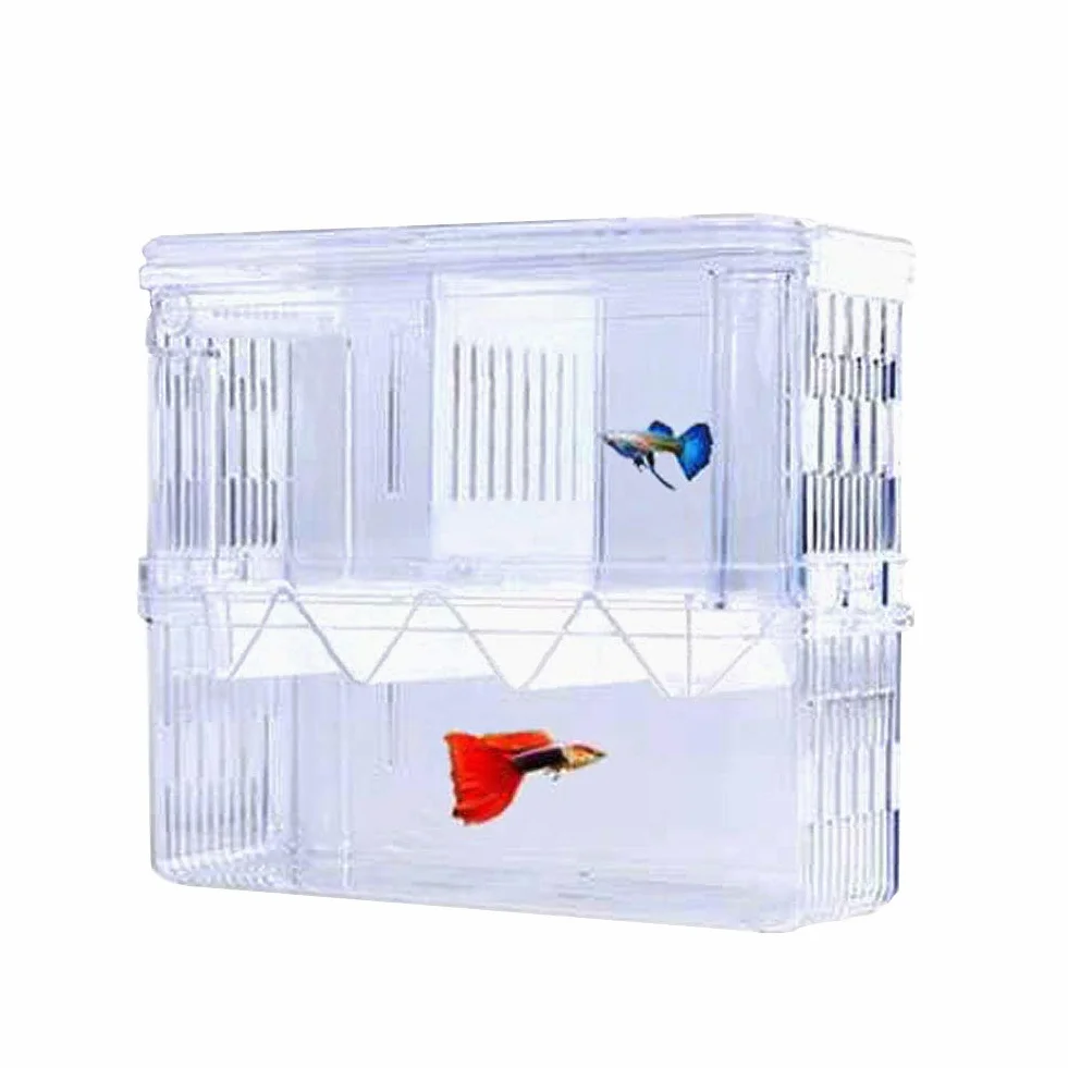 Scatola per allevamento di pesci, in acrilico, galleggiante, isolante, a doppio strato, incubatrice, trappola per allevamento, acquario con ventose, L