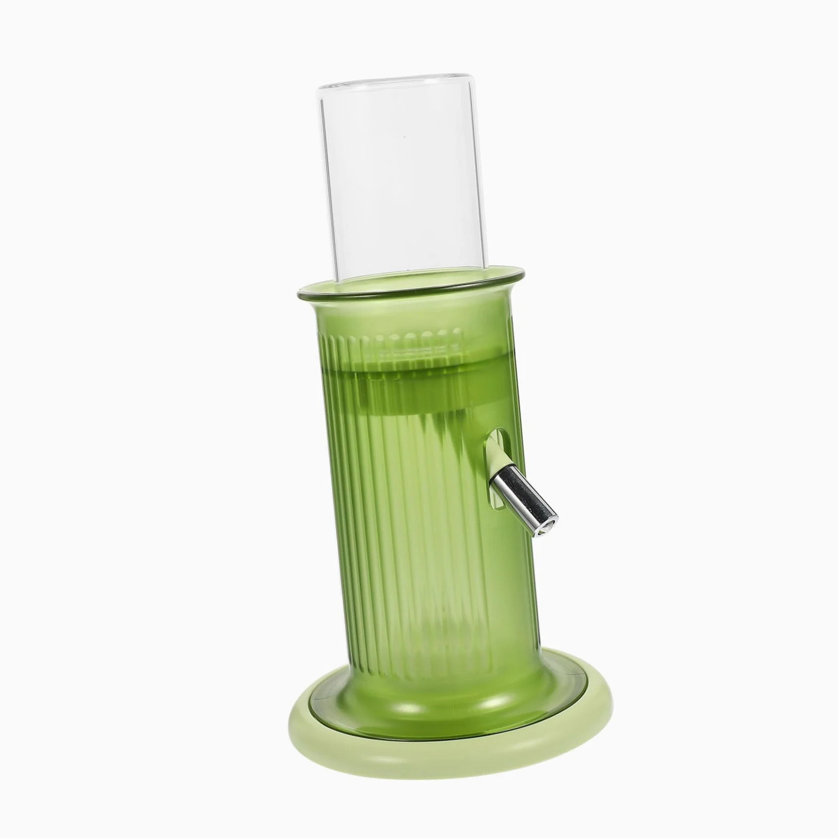 Bottiglia per Criceti Autoalimentata Verticale, Verde, Vetro | Contenitore in Polipropilene, Accessorio per Cincillà e Piccoli Animali, Batteria a Bottone Inclusa