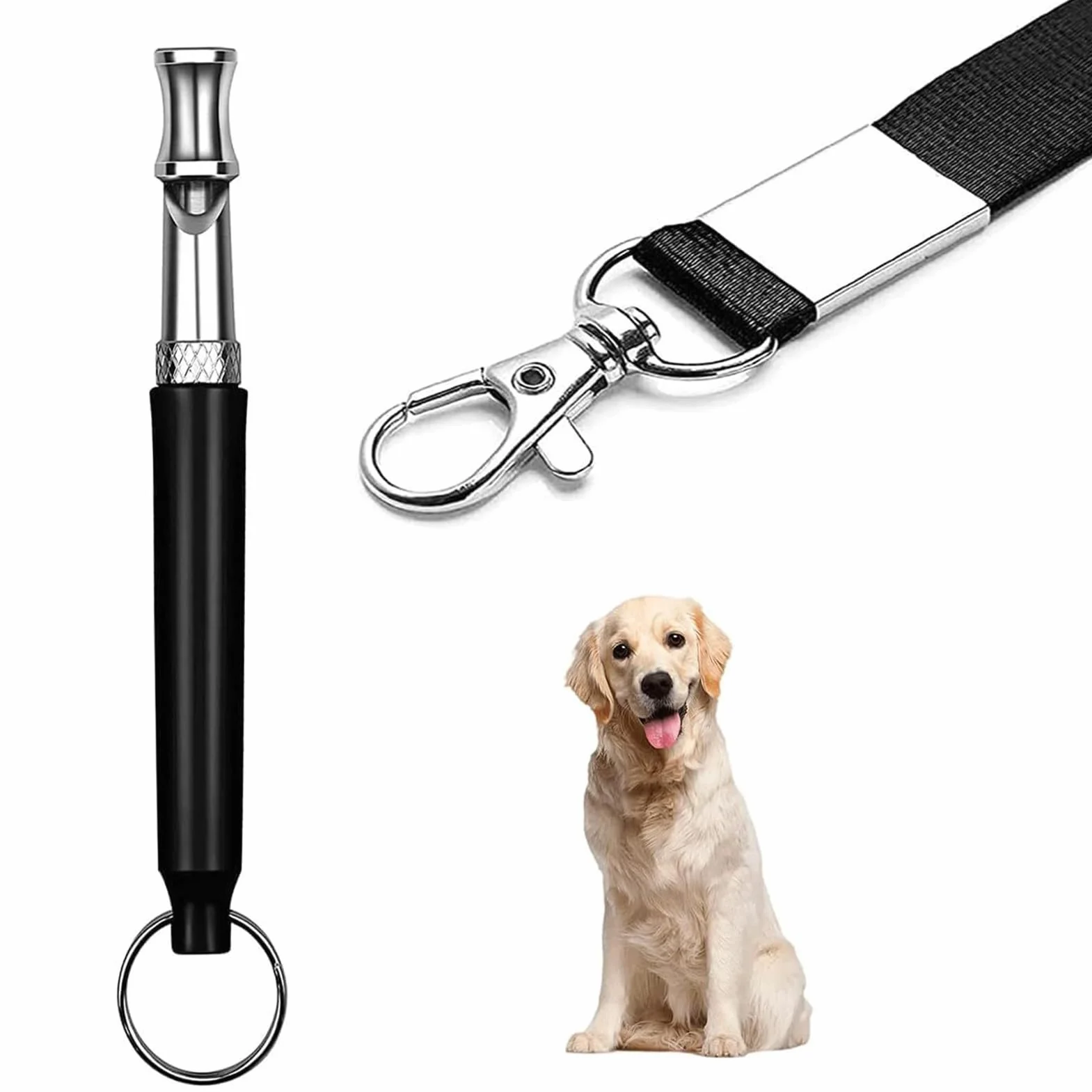Fischietto per cani, Fischietto a ultrasuoni per cani ad alta frequenza silenzioso, Frequenza regolabile Fischietto per addestramento cani, Adatto per la maggior parte delle razze – Nero