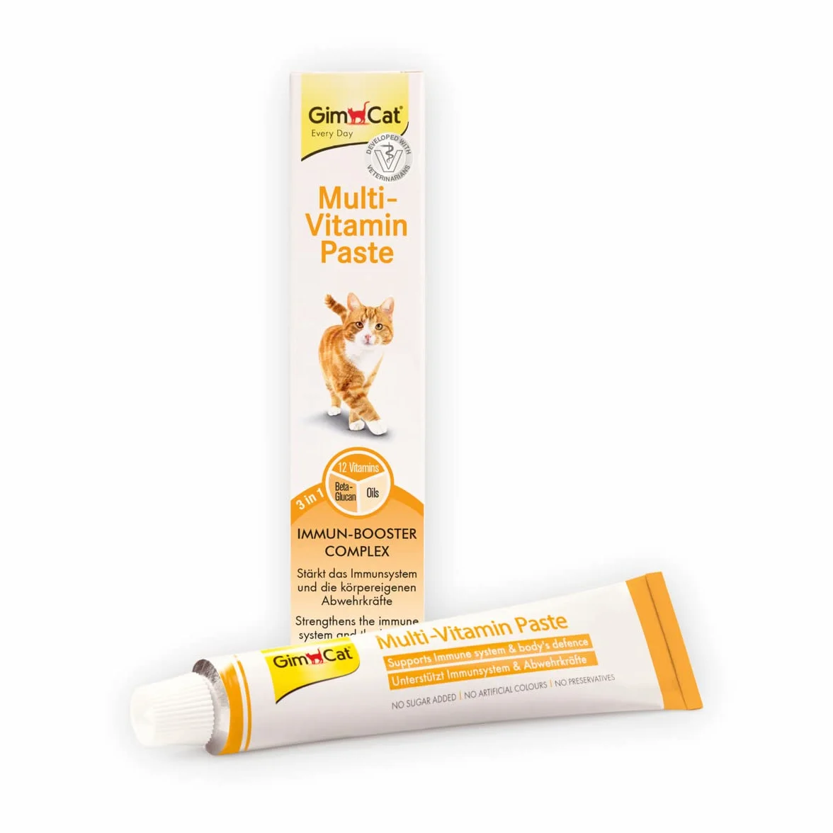GimCat Multi-Vitamin Pasta, Snack sano per gatti, attiva le difese e rafforza il sistema immunitario, 1 tubetto, 1 x 200 g