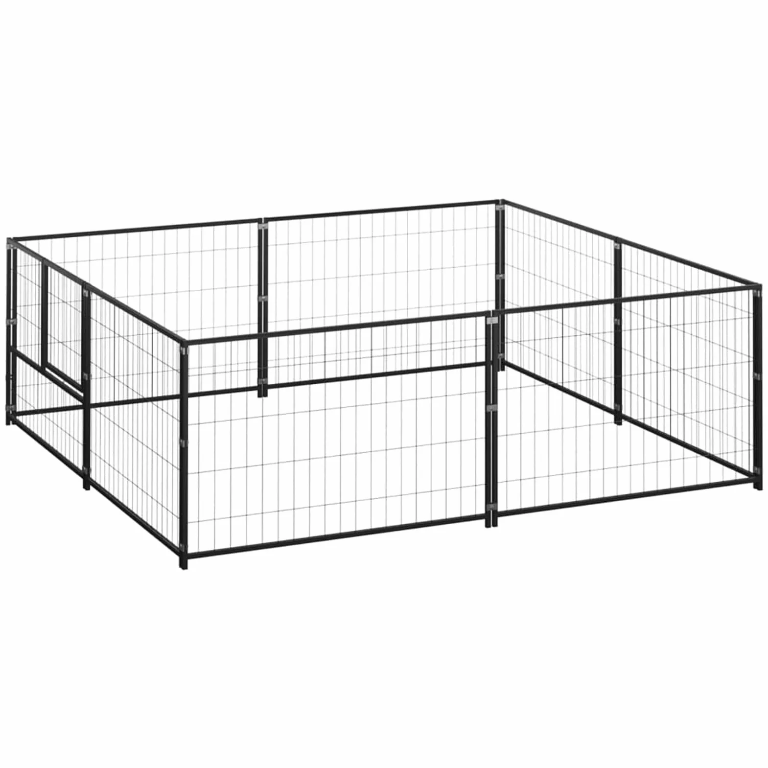 Gecheer Canile da Esterno Grande in Acciaio, Nero 200x200x70 cm - Gabbia per Cani Taglia Grande Con Recinzione 4 m²