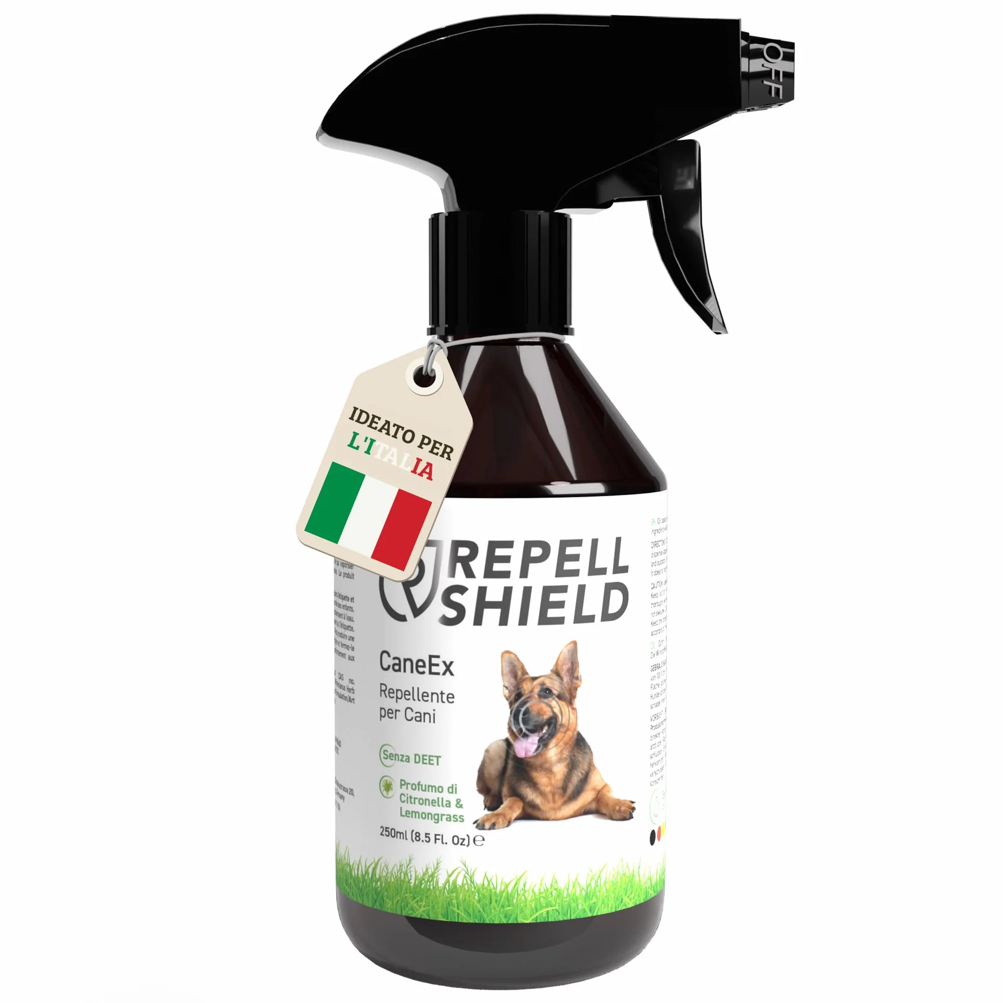 RepellShield Spray Disabituante per Cani 250ml - Repellente Naturale per Cani da Interno ed Esterno - Dissuasore Anti Pipi e Morsi