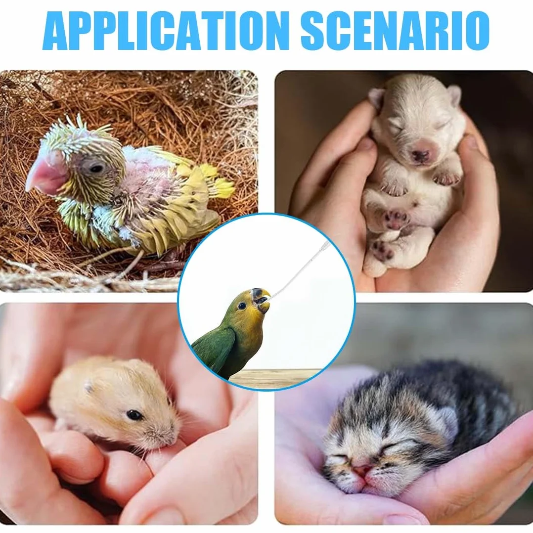 10 Pz Alimentatore Pappagalli Trasparente Uccelli Alimentazione Tubi Veloce Alimentazione Tubo Siringa per Bambino Pet Uccelli